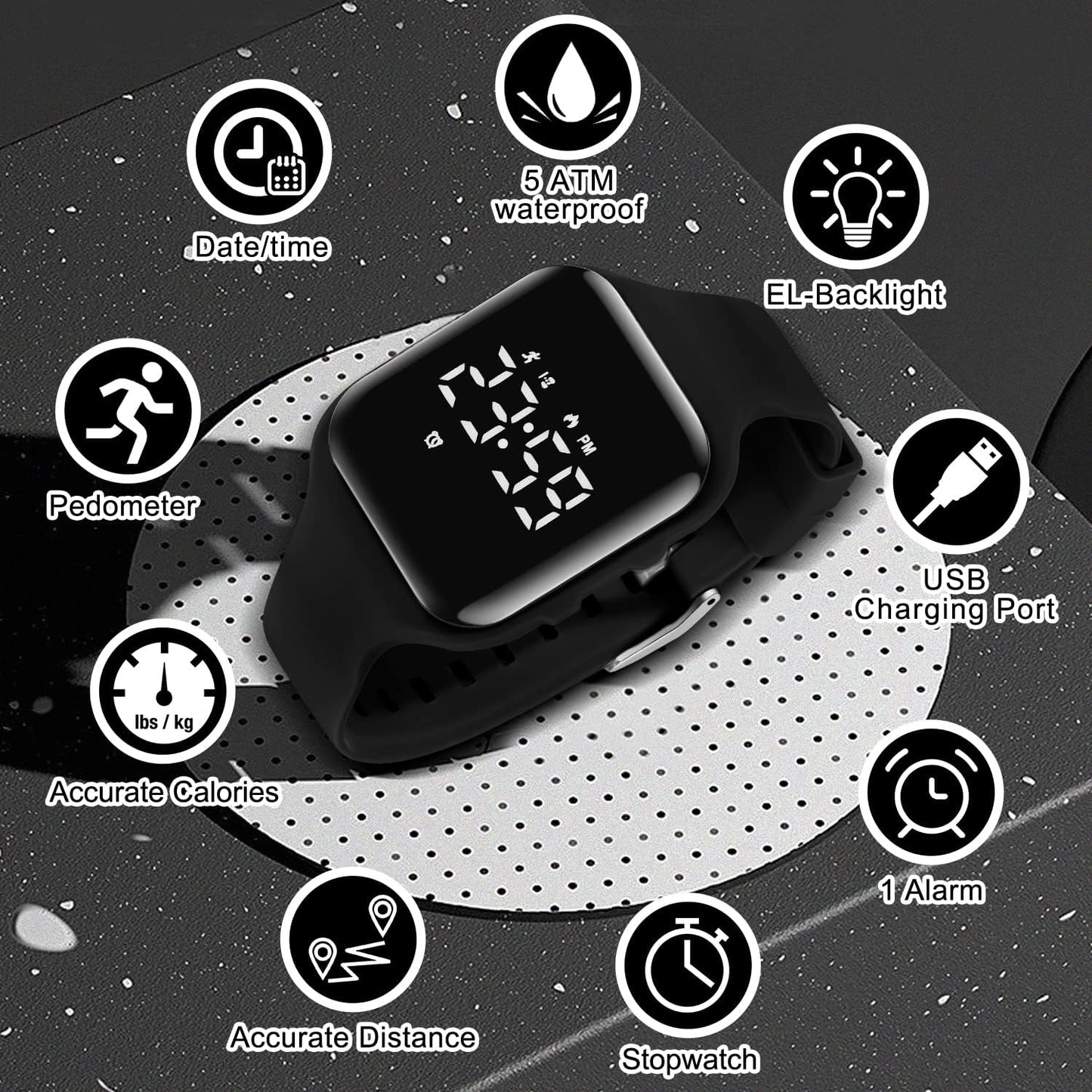 Kids Watches for Girls Boys Digital Sport Watch with Step Counter Pedometer Vibration Alarm Clock, No App Waterproof Fitness Tracker Kids Watch Boys Girls Teens Students Ages 5-16