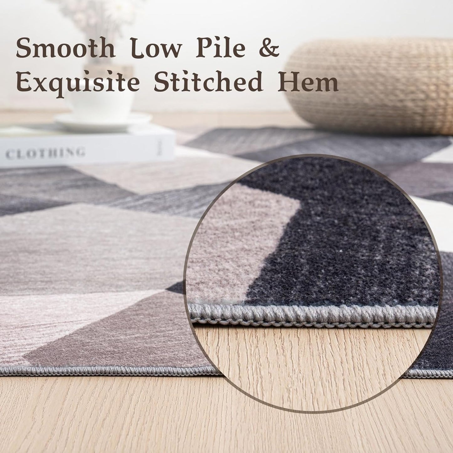 HOMFINE Washable Modern Area Rug - Geometry Style 4x6 Rugs for Living Room, Bedroom, Machine Washable Rug Soft Non Slip Non Shedding Area Rug - Green, 4'x6'