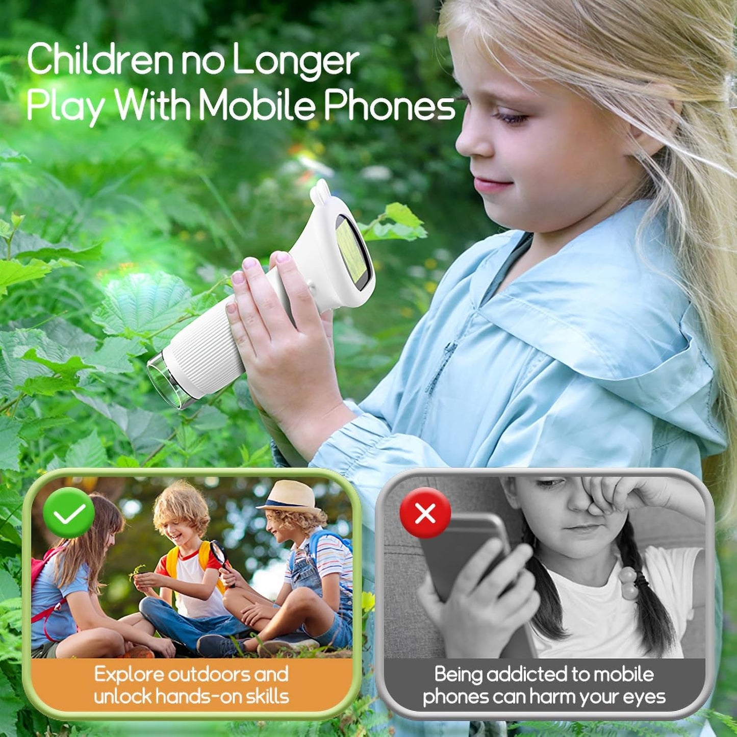 Microscope for Kids - Portable Handheld Magnifying Glass for Girls | Mini Digital Microscope for Boys Educational Science Toys | Age 3 4 5 6 7 8 9 10 11 Years Old Kids Christmas Birthday Gifts