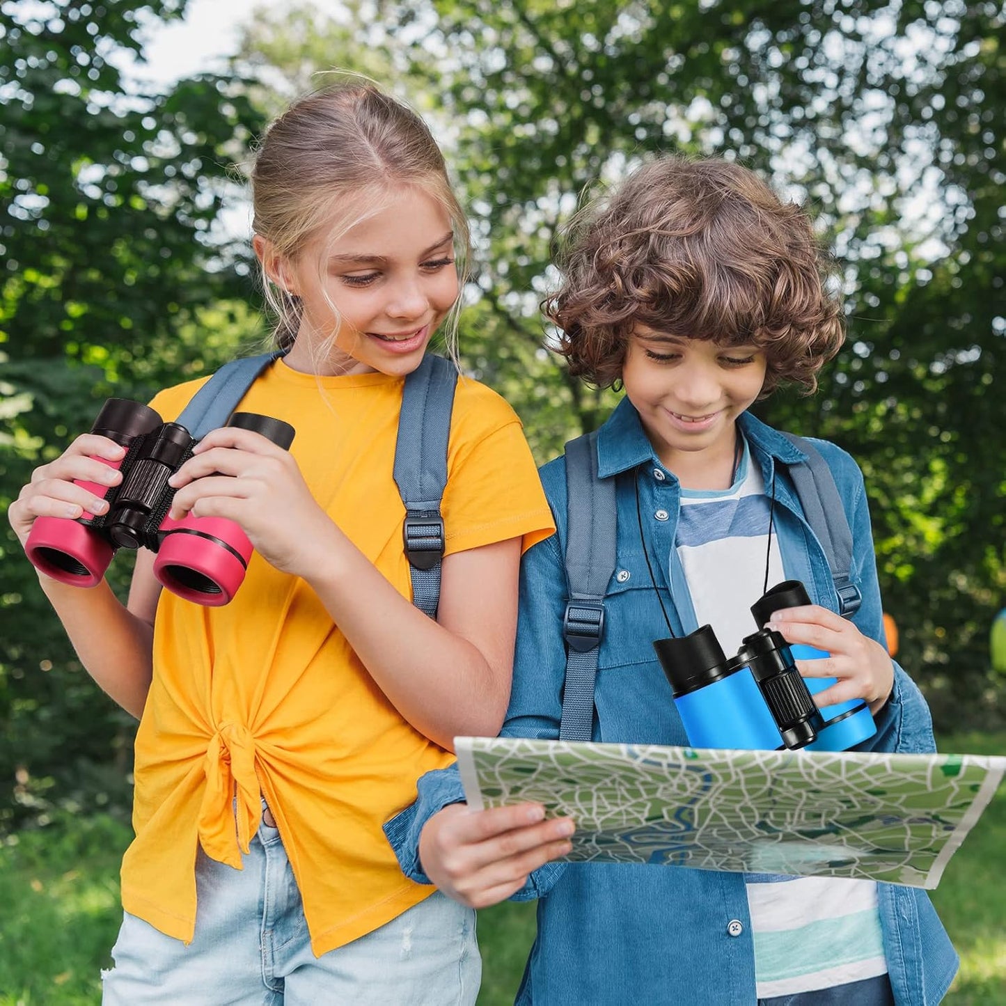 6 Pack Kids Binoculars Shock Proof Toy Binoculars Set for Age 3-12 Years Boys Girls Hunting Folding Small Telescope Birthday Gifts Bird Watching Educational Learning Camping Outdoor (Vivid Colors)