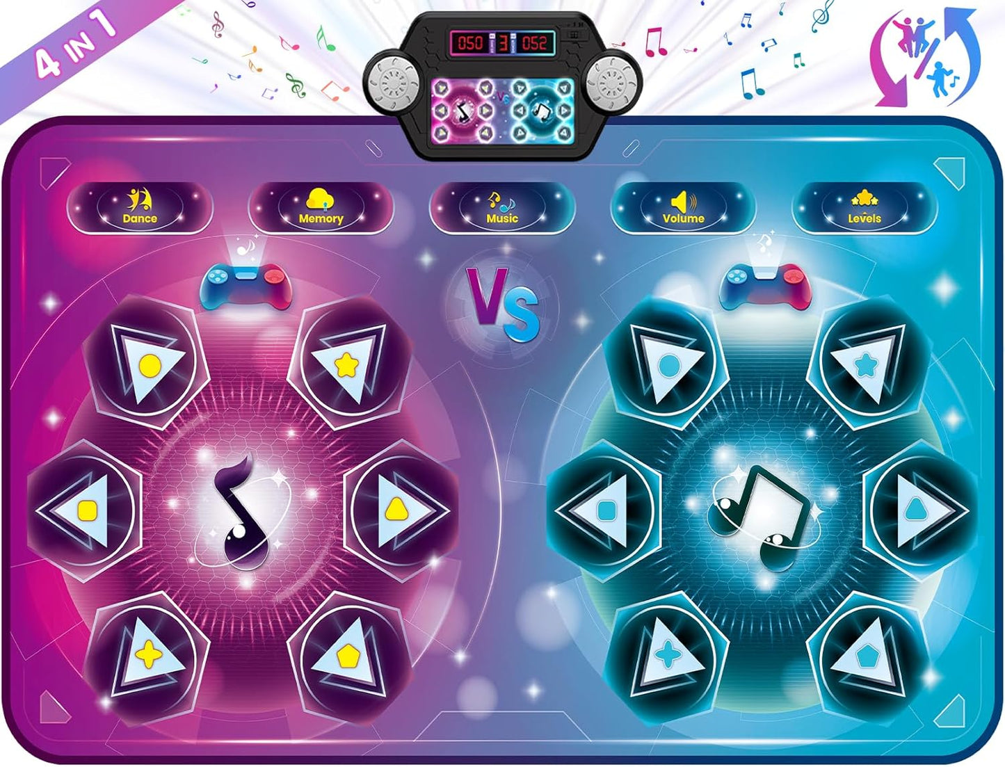 Dance Mat Toy Gift for Kids ages 3-12, Dancing Music Playmat with 12 Key, Large Size (59*38 in), Double User Challenge Game Christmas Birthday Gift for Girls Boys 5 6 7 8 9 10 11 12 Year Old