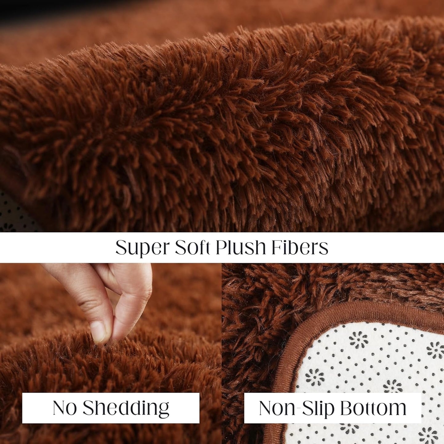 Soft 9x12 Brown Rug, Fluffy Area Rugs for Living Room, Plush Navy Area Rugs for Bedroom, Non-Slip Indoor Carpet for Nursery, Study Room, Kids Room, Room Decor