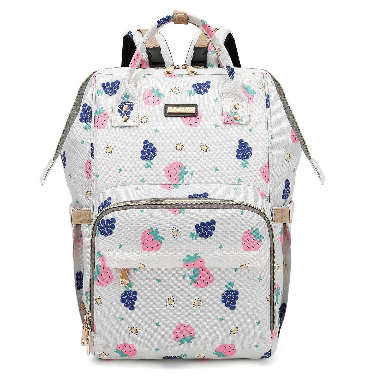 Diaper Bag Backpack, Diaper Bags for Baby Girls Boys, Baby Bags for Moms Dads, Nappy Changing Bag with Insulated Pockets,Multi-functional Waterproof Backpack with Stroller straps-Berry White
