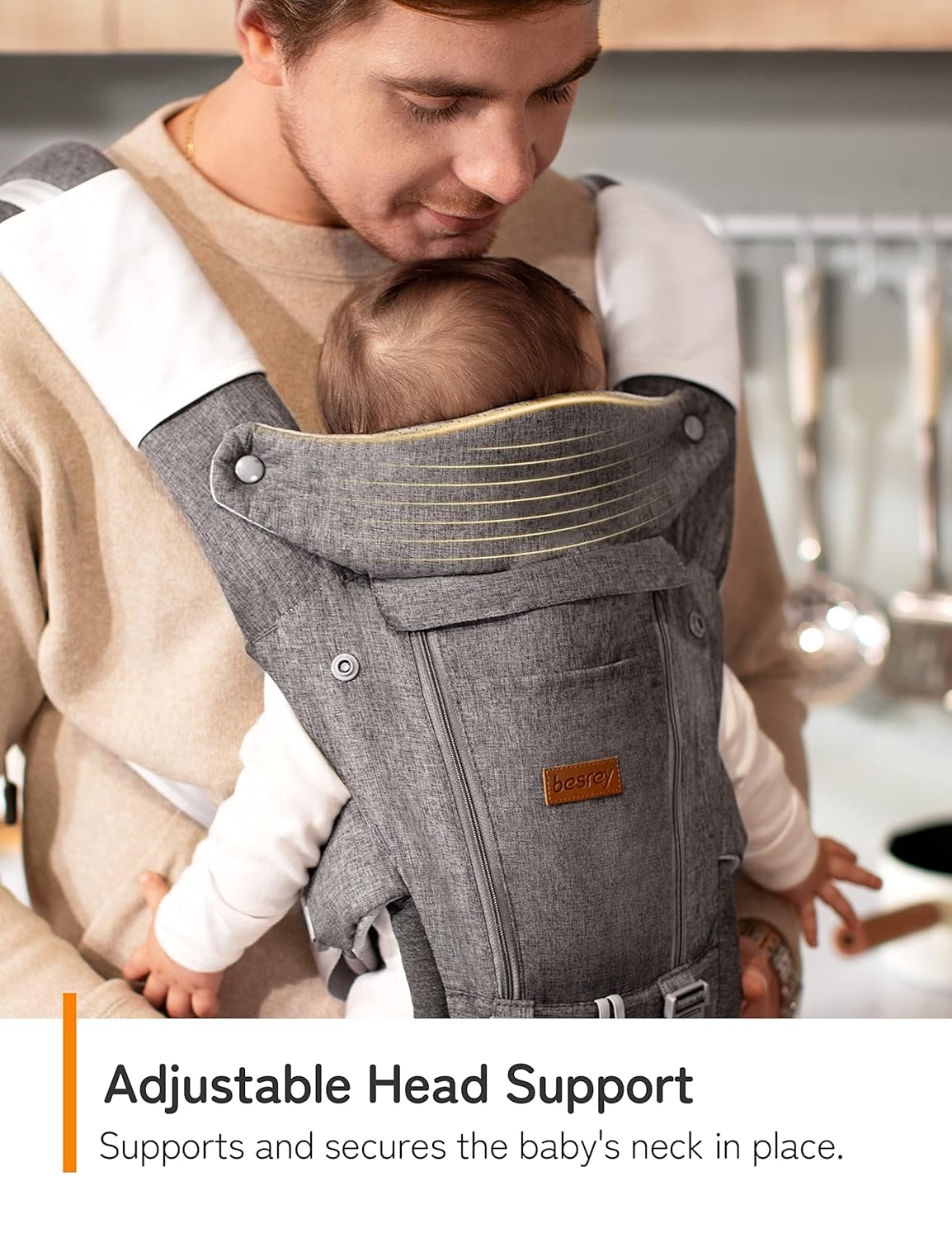 besrey Baby Carrier with Hip Seat Newborn to Toddler, Summer Mesh Front Facing Infant Carrier, Baby Body Holder Chest with Back Support, Front Back Pack with Strap for Men Women Hiking Lumbar Support