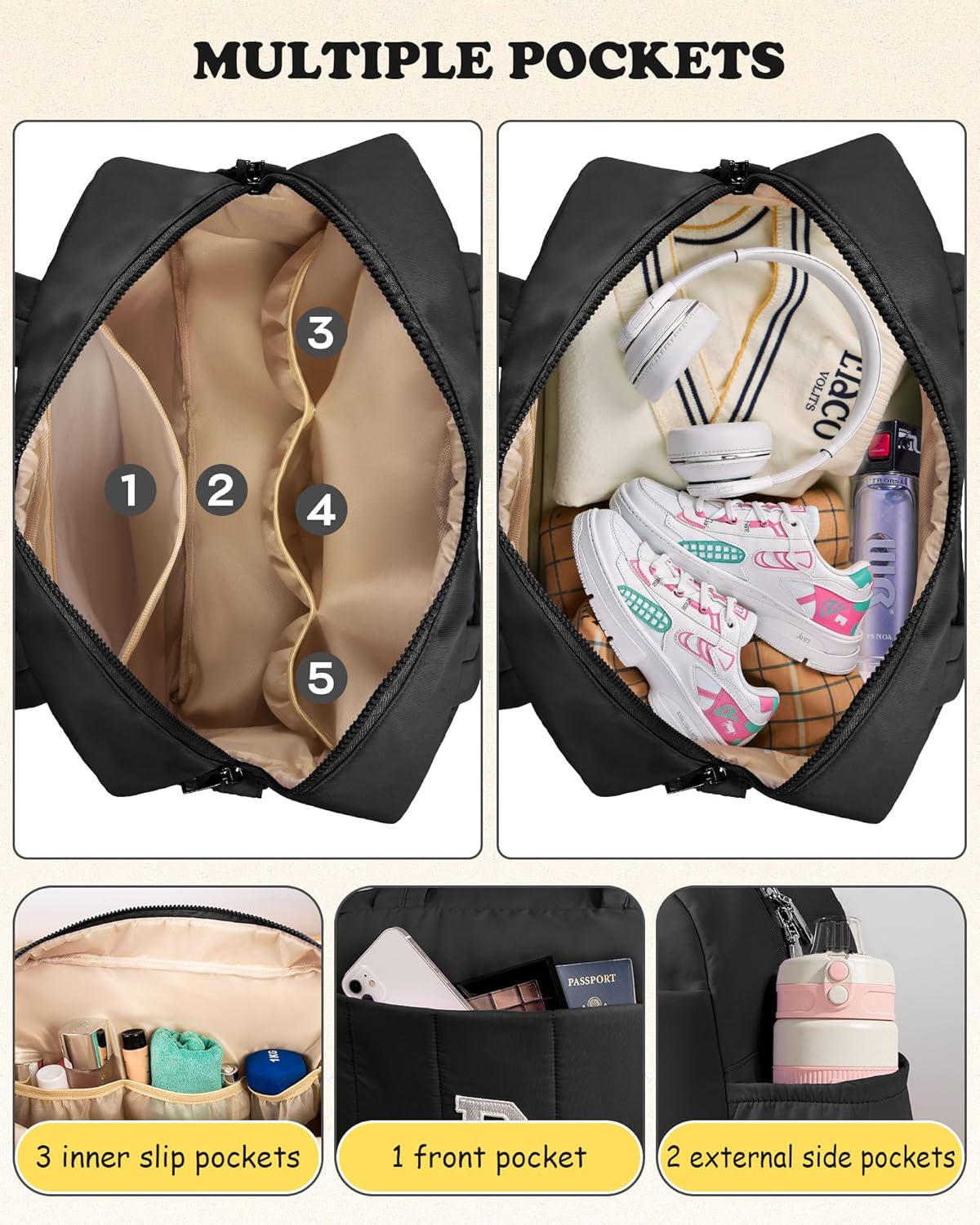 Friend Gifts-Women Duffle Bag with Initial, Personal Item Travel Bags，Gym Bag with Wet Pocket，Lightweight Travel Bags Personalized Tote with Makeup Pouch