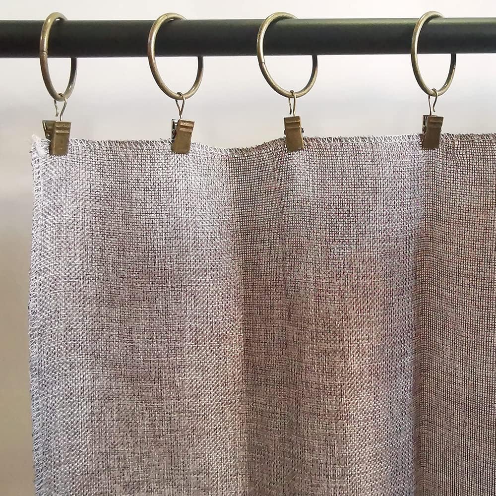 WeeksEight 40 Pack Bronze Curtain Rings with Clips, Curtain Hooks Hangers Clip Rings for Hanging Drapes Bows Hat, Drapery Rings 1.5 in I D, Fits up to 1.2 in Diameter Curtain Rod.