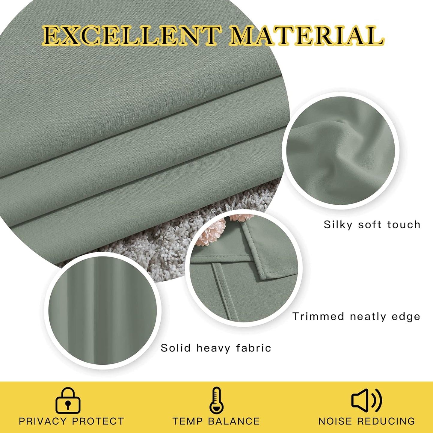 NICETOWN Sage Green 80 inch Doorway Curtains, Thermal Drapes Grommet Privacy Room Darkening Window Treatments Sound Reducing for Bedroom/Kids Room, Set of 2, W46 x L80