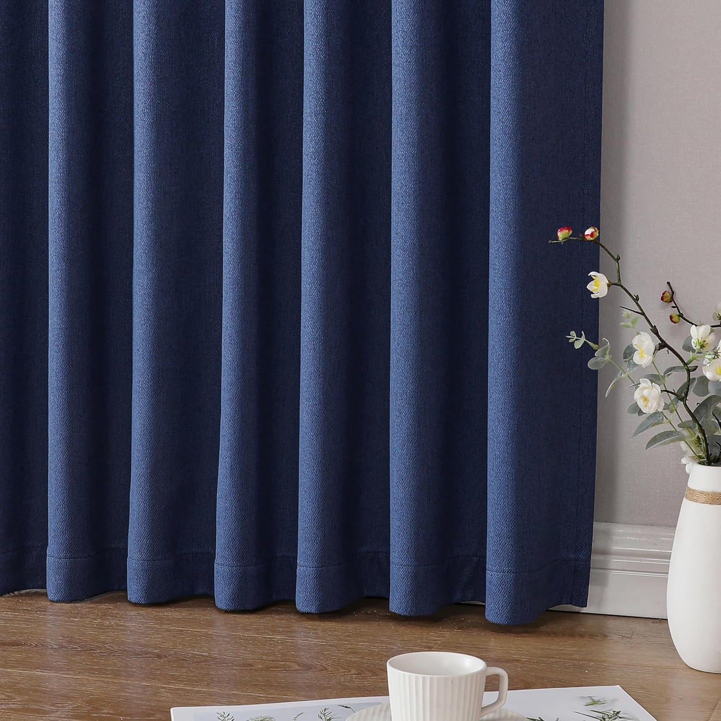 Joydeco Custom Blackout Curtains for Bedroom, Total Blackout Curtains Back Tab & Rod Pocket, Solid Thermal Insulated Window Drapes Luxury Decor for Living Room 1 Panel (Custom Size, Twilight Blue)