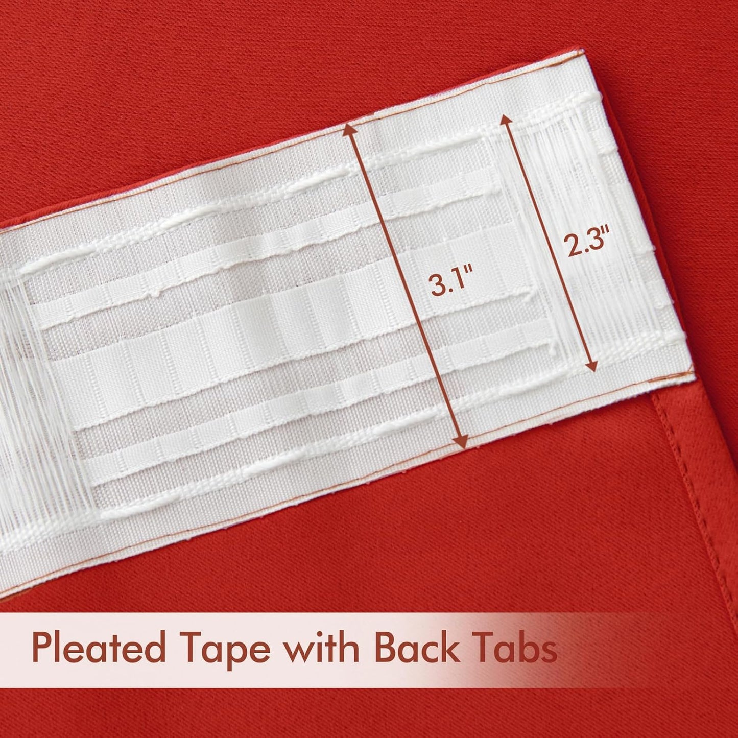 MIULEE Red Back Tab Blackout Curtains 108 Inch Long 2 Panels Set for Living Room Bedroom, Rod Pocket/Pinch Pleat Extra Long Thermal Insulated Room Darkening Pleated Light Blocking Drapes