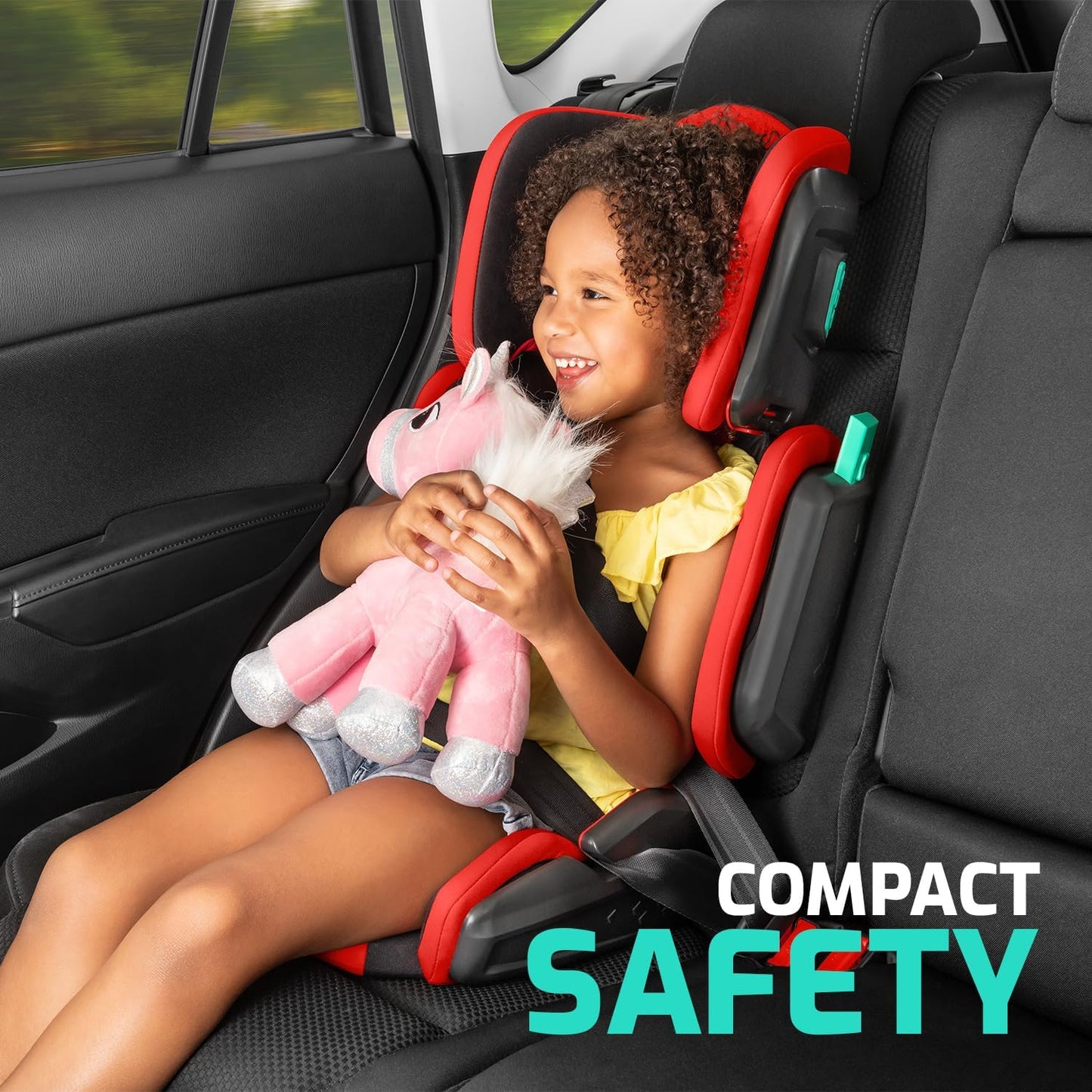 Mifold Hifold Adjustable Kids High Back Booster Car Seat with Strap – Slate Grey