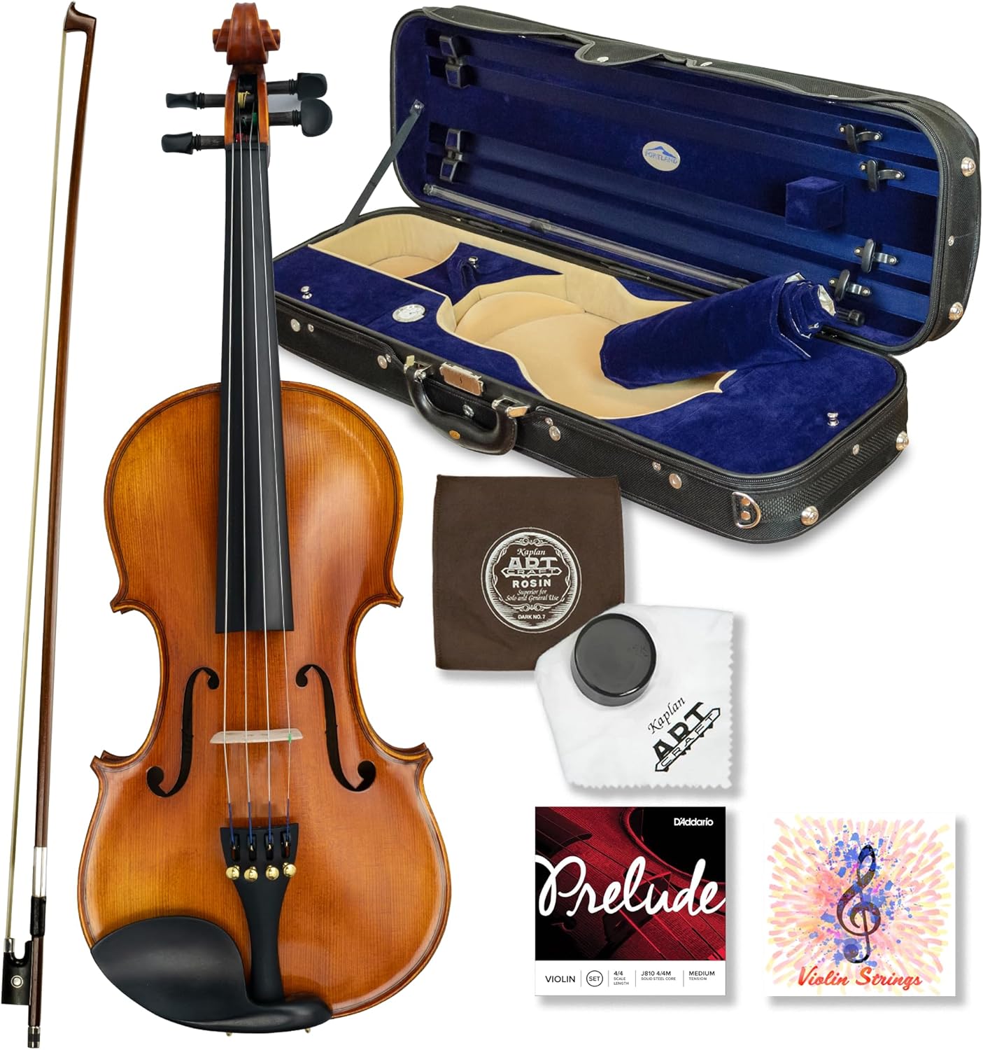 Kennedy Violins Louis Carpini G2 Violin Outfit 1/2 Size - Carrying Case and Accessories Included - Solid Maple Wood and Ebony Fittings