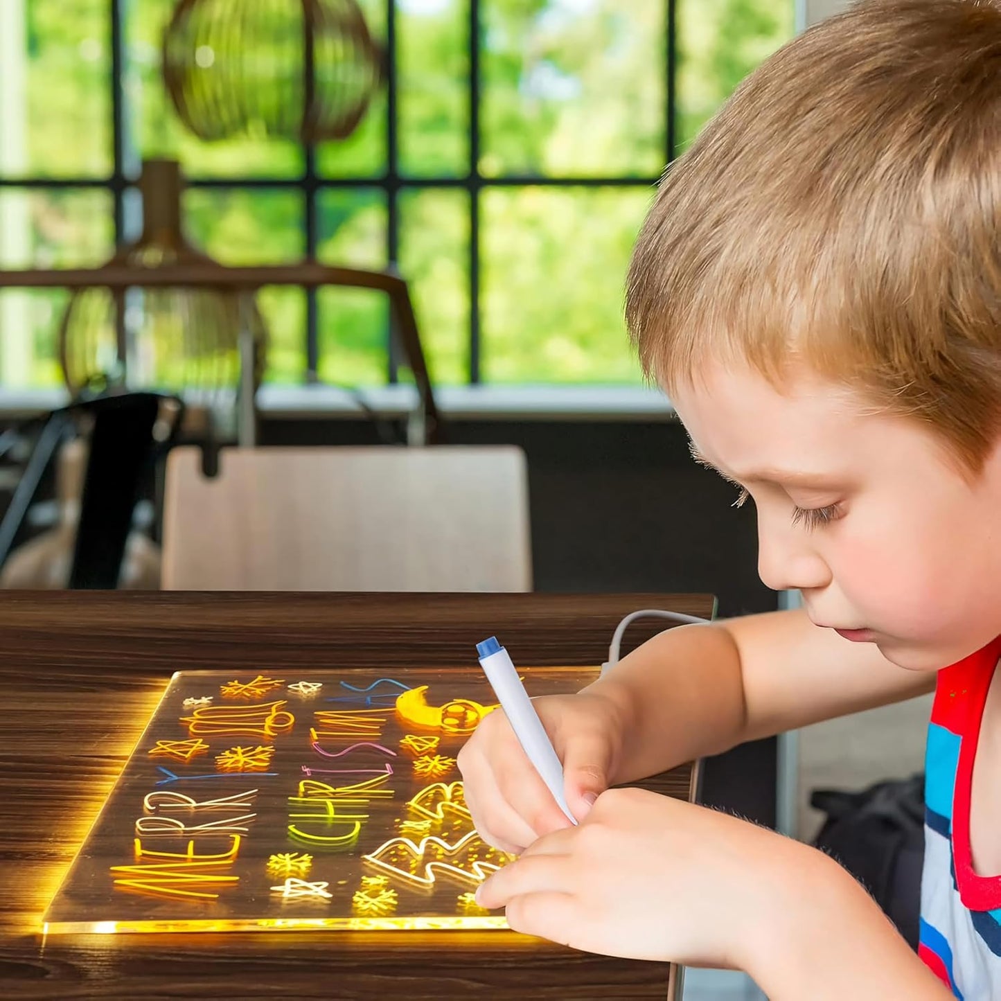 Medium Acrylic Dry Erase Board with Light Light up Drawing Board with Stand as a Glow Memo LED Letter Message Board Note Glass Led Board White Board with 7 Pen for Office School Home (Medium)