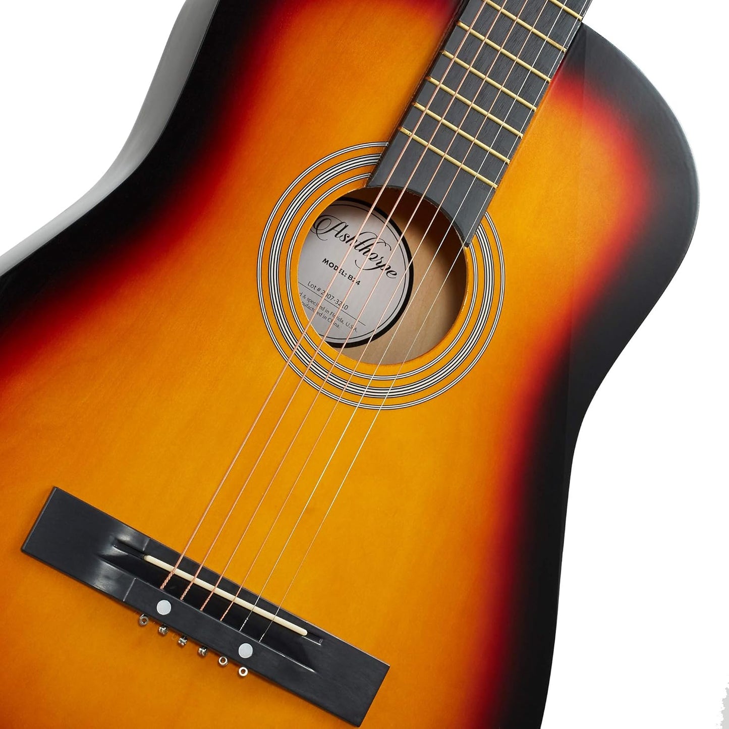 Ashthorpe 38-inch Beginner Acoustic Guitar Package (Sunburst), Basic Starter Kit w/Gig Bag, Strings, Strap, Tuner, Pitch Pipe, Picks