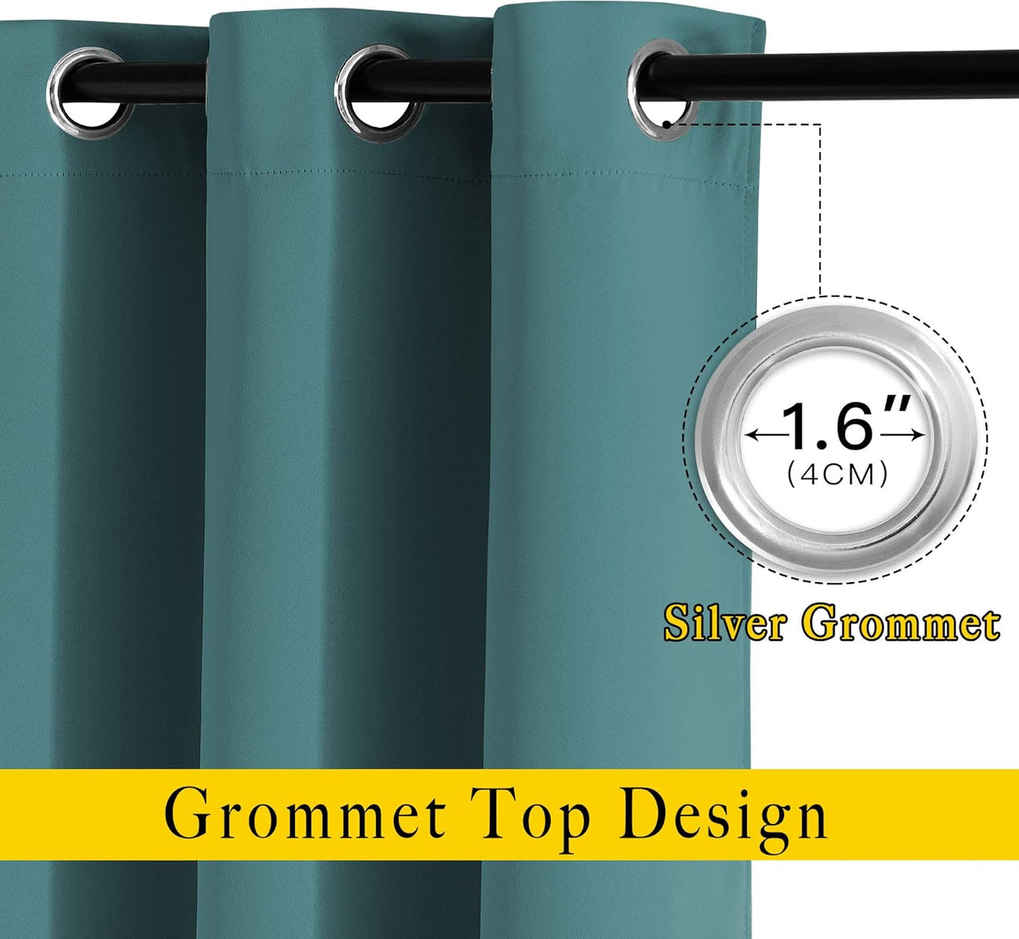NICETOWN Insulated Curtains Blackout Draperies - Triple Weave Microfiber Home Thermal Insulated Solid Ring Top Blackout Curtains/Panels for Bedroom(Sea Teal, Set of 2, 66 x 72 Inch)