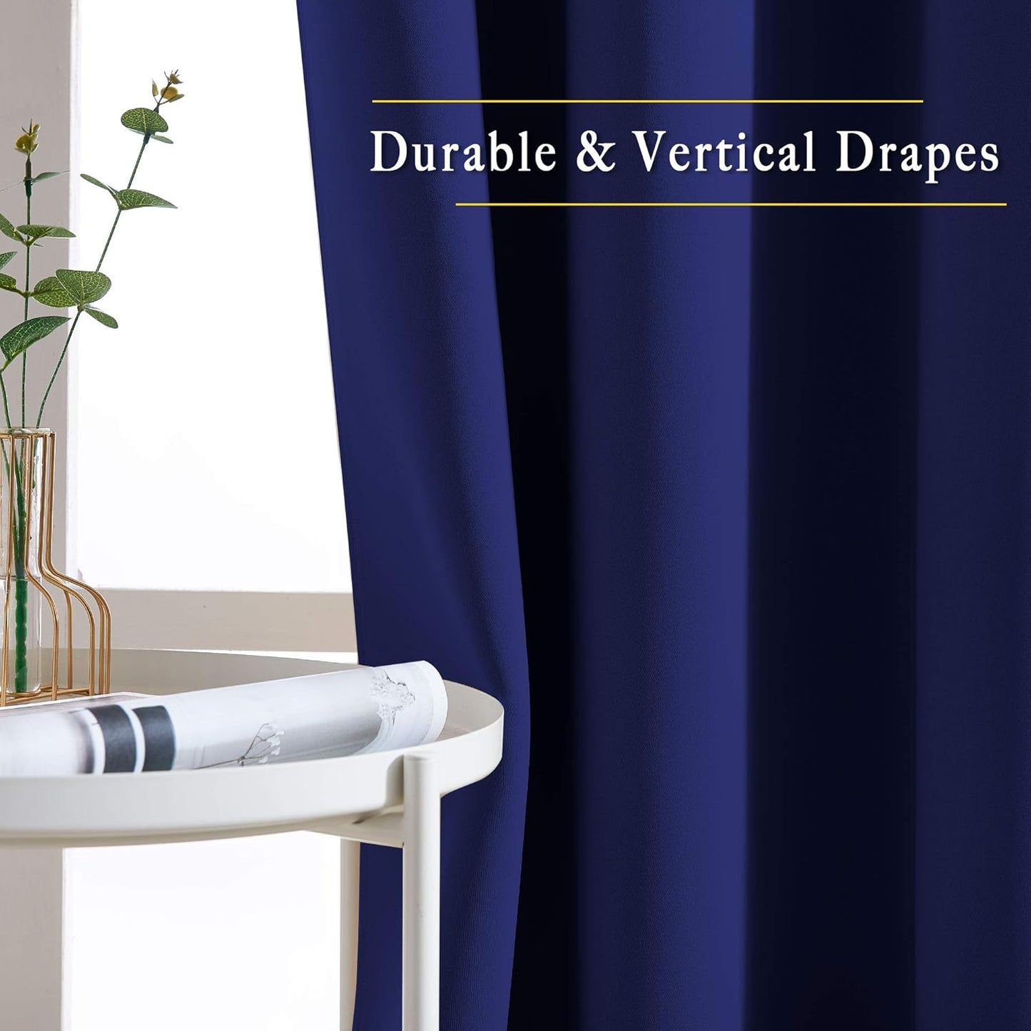 NICETOWN Navy Blue Blackout Bedroom Curtains 96 inches Long, Grommet Thermal Insulated Room Darkening Window Treatments Sound Reducing for Living Room, W46 x L96, 2 Panels
