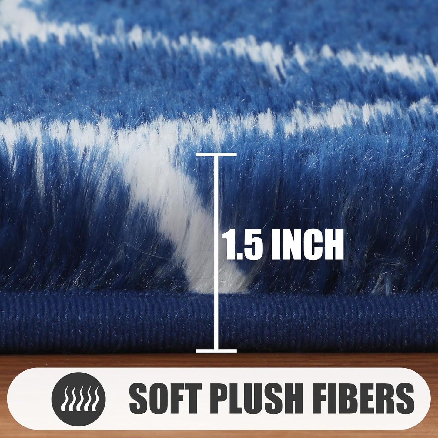 ONASAR Geometric Area Rugs 5x8 for Living Room, Fluffy Moroccan Navy and White Rug for Boys Bedroom Home Decor Aesthetic, Soft Shaggy Plush Floor Carpet for Kids Girls Teen Nursery Playroom Office
