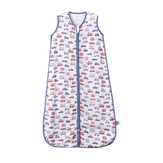 Baby Sleep Sack 12-24 M Baby Wearable Blanket 100% Organic Cotton 0.5 TOG Toddler Sleep Sack 2-Way Zipper Soft Large 4 Layers 1-2 T Car