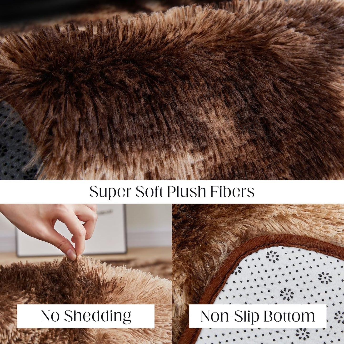 8x10 Area Rugs for Living Room, Ultra Soft Fluffy Rugs for Bedroom, Anti-Skid High Pile Indoor Carpet for Nursery, Kids Room, Playroom, Home Decoration, Tie-Dyed Brown