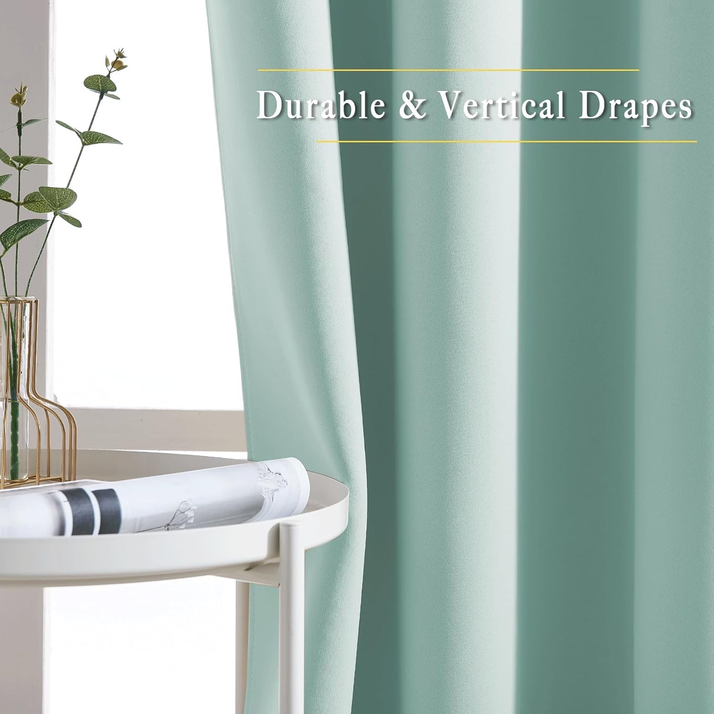 NICETOWN Room Darkening Window Curtains 84" Length - Decorative Aqua Blue Grommet Room Darkening Window Treatments for Bedroom/Living Room, 1 Pair, W52 x L84