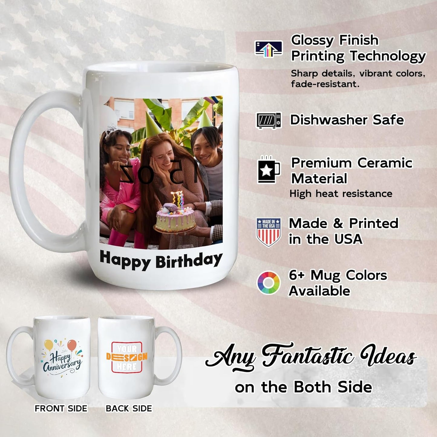 Custom Mug Upload Your Picture Personalized Coffee Mug with Photo Text Name Customized Cup Unique Ideas Gifts for Men Women Mom Dad Girlfriend Halloween Christmas Thanksgiving