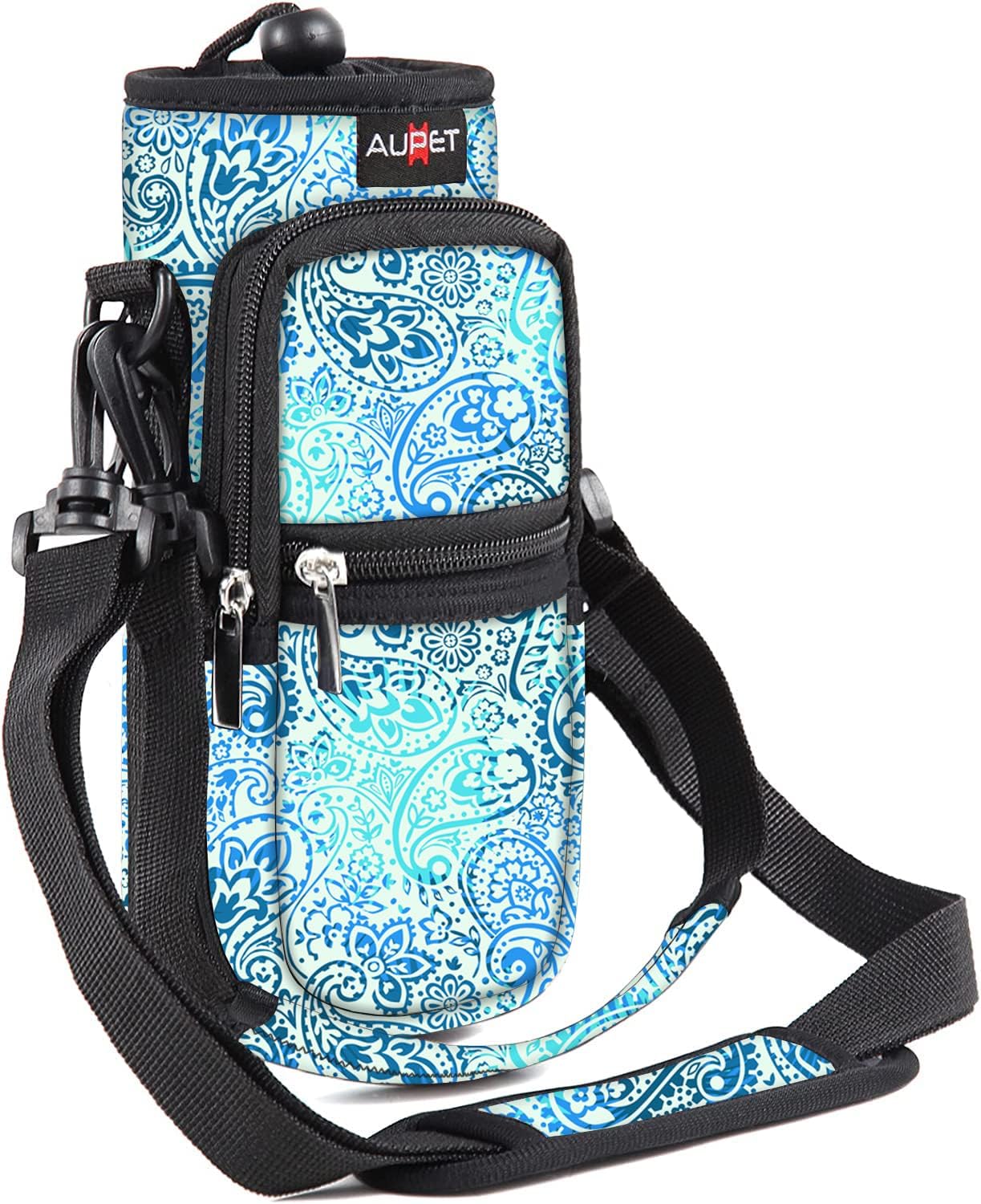AUPET Water Bottle Sling Bag Sleeve Holder Carrier 25/32/40/64 oz,Insulated Crossbody Water Bottle Case Cover with Strap and Pockets for Men/Women Walking Hiking