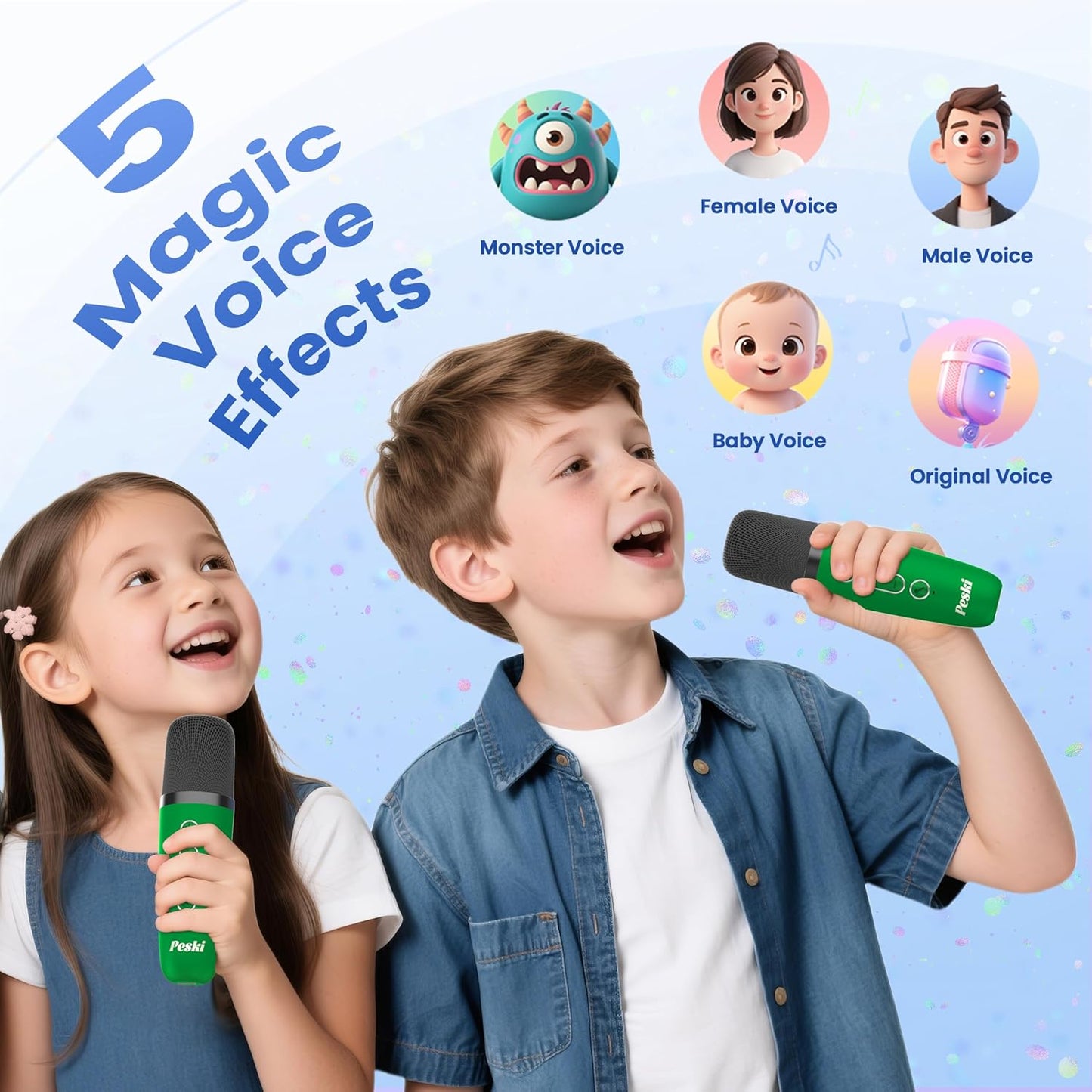Karaoke Machine for Kids Adults, Portable Bluetooth Mini Karaoke Microphone Singing Speaker Karaoke Player with 2 Wireless Mic, for All Smartphones,Birthday, Family,Home Party (Dark Green)