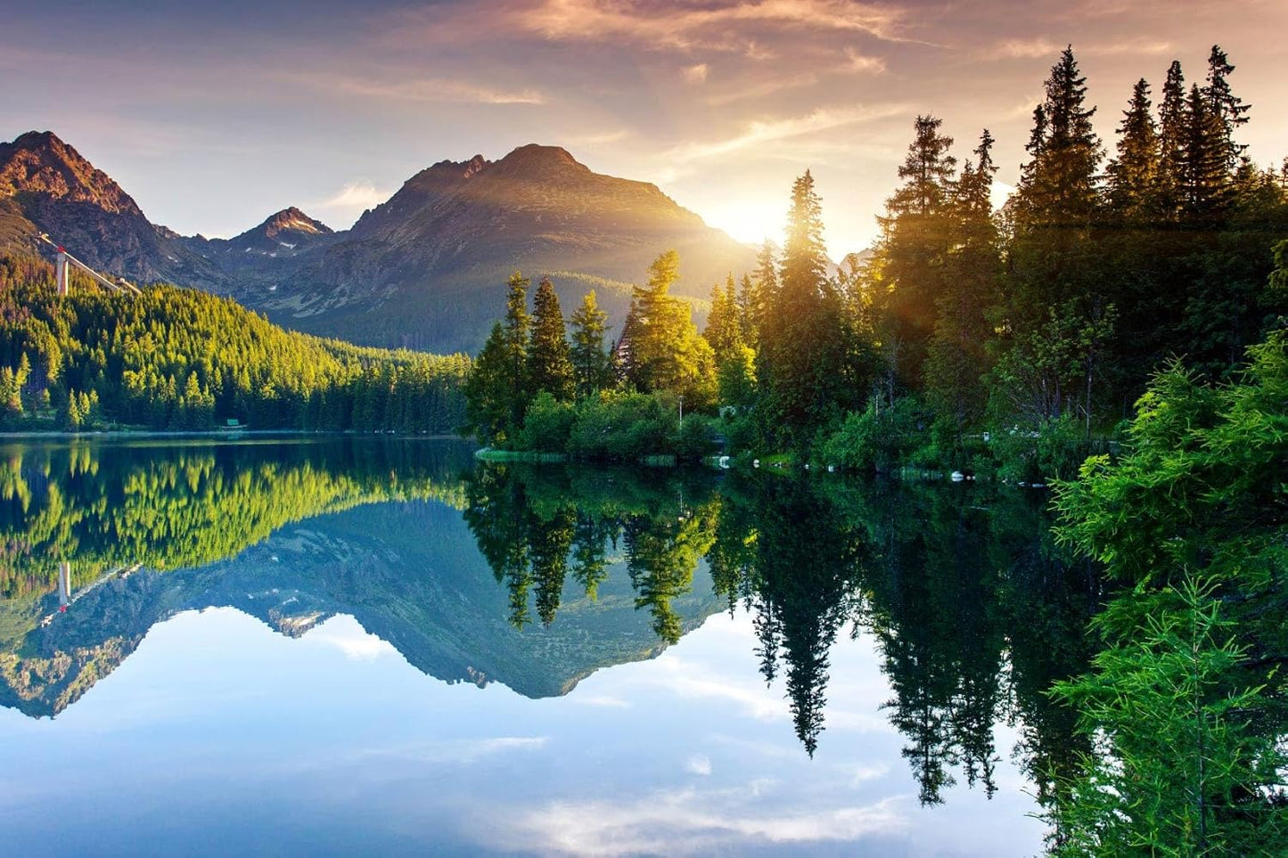 Natural Landscape Wallpaper Green Forest Lake Mountain Large Mural Wall Decor for Bedroom Living Room TV Background Home Decorations(Not Self-Adhesive)