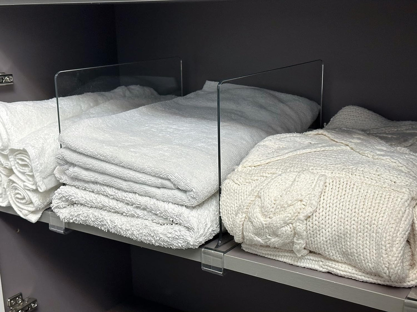 LikeU Acrylic Shelf Dividers for Closets,4 PCS Wood Shelf Dividers,Clear Shelf Separators,Perfect for Clothes Organizer and Bedroom Kitchen Cabinets Shelf Storage and Organization…