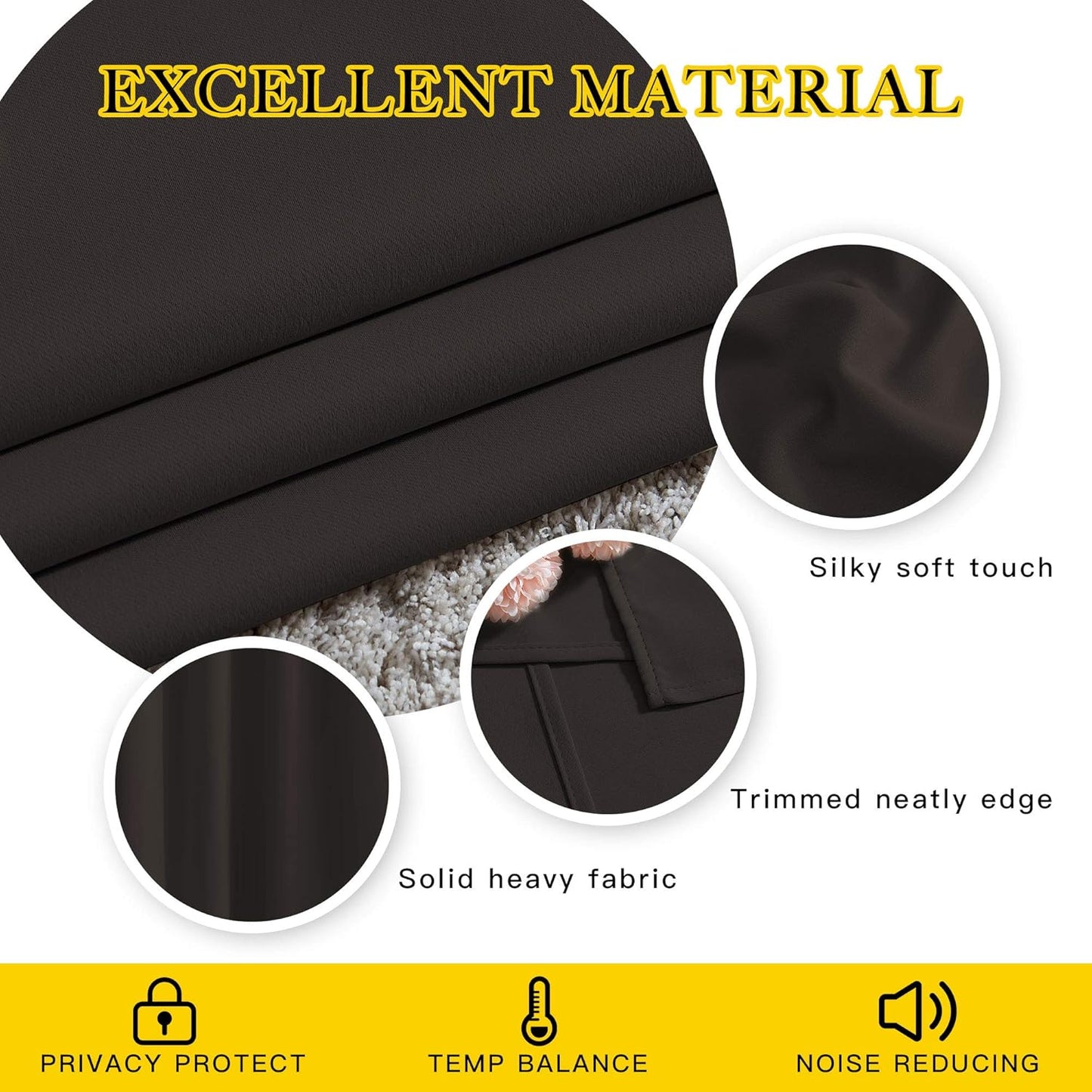 NICETOWN Bedroom Blackout Curtains and Drapes - Energy Smart Thermal Insulated Solid Grommet Blackout Draperies for Living Room (2 Panels, 52 inches x 72 inches, Toffee Brown)
