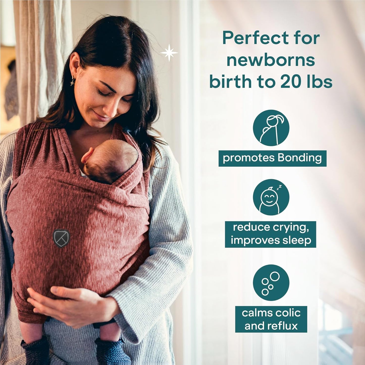 Koala Babycare Baby Carrier Wrap, Easy to Wear As a T-Shirt - Original Baby Carrier Newborn to Toddler - Sling One Size Fits All - Baby Wraps Carrier Up to 22lbs