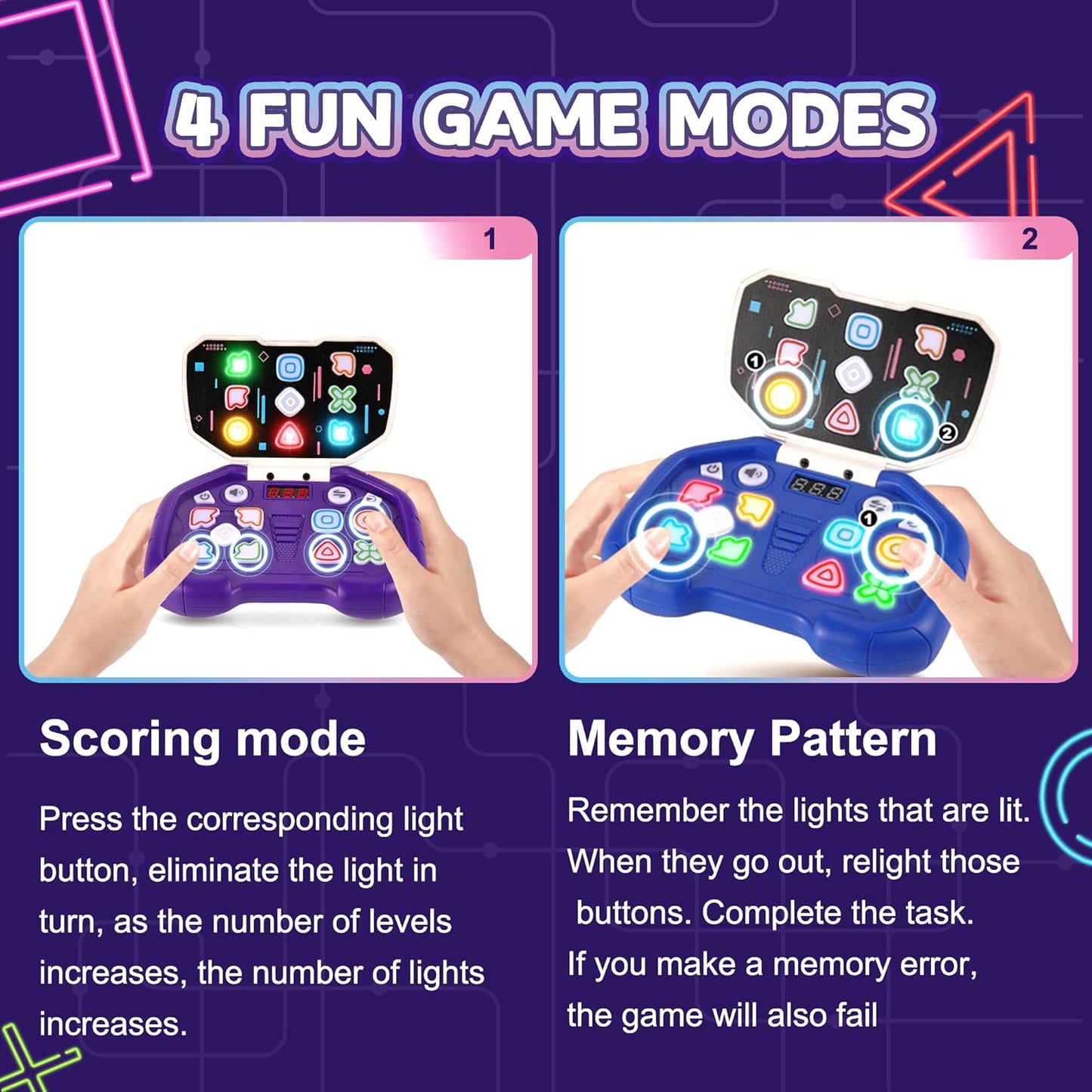 Fast-Push Puzzle Games | Electronic Bounce Fidget Toys | Educational Early Learning for Ages 3-12 | Boys & Girls | Navy Blue | Birthday & Party Gifts