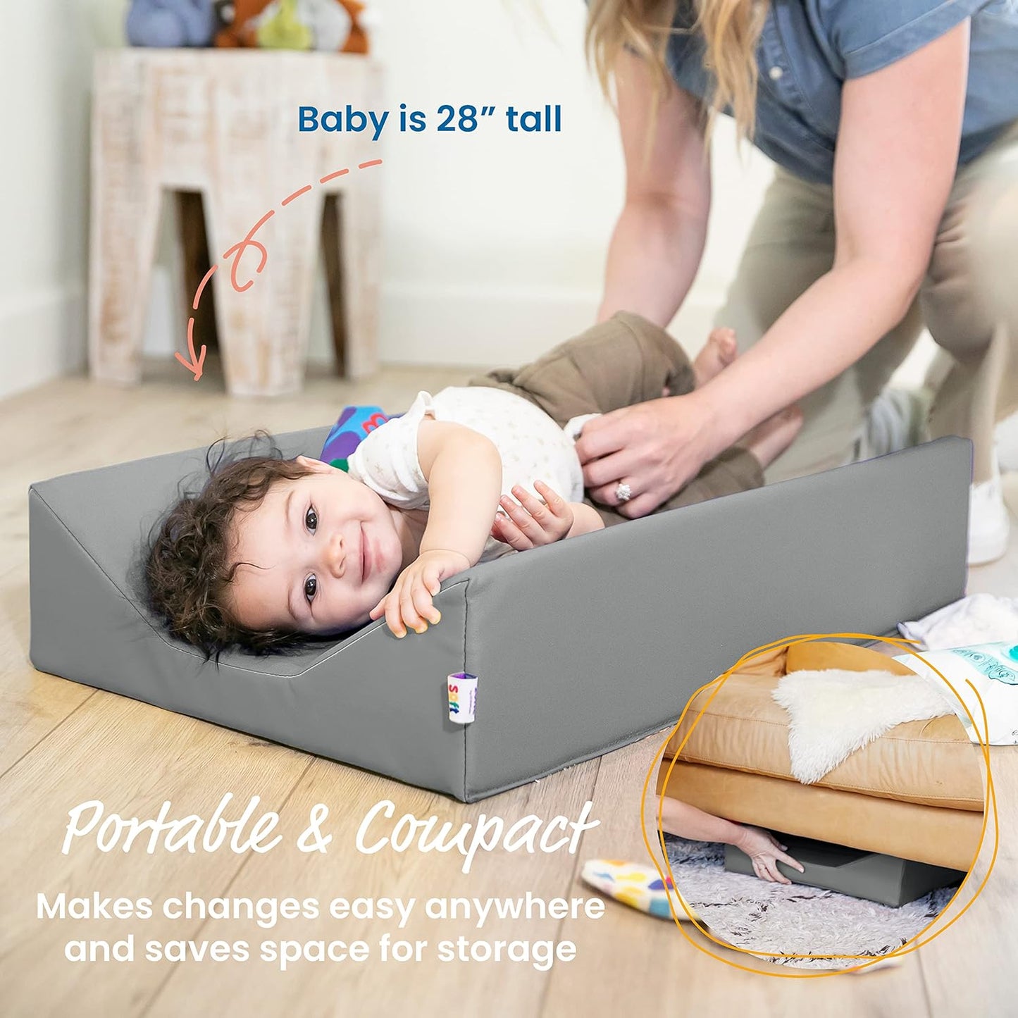 ECR4Kids SoftZone Baby Changing Pad, Contoured, Grey