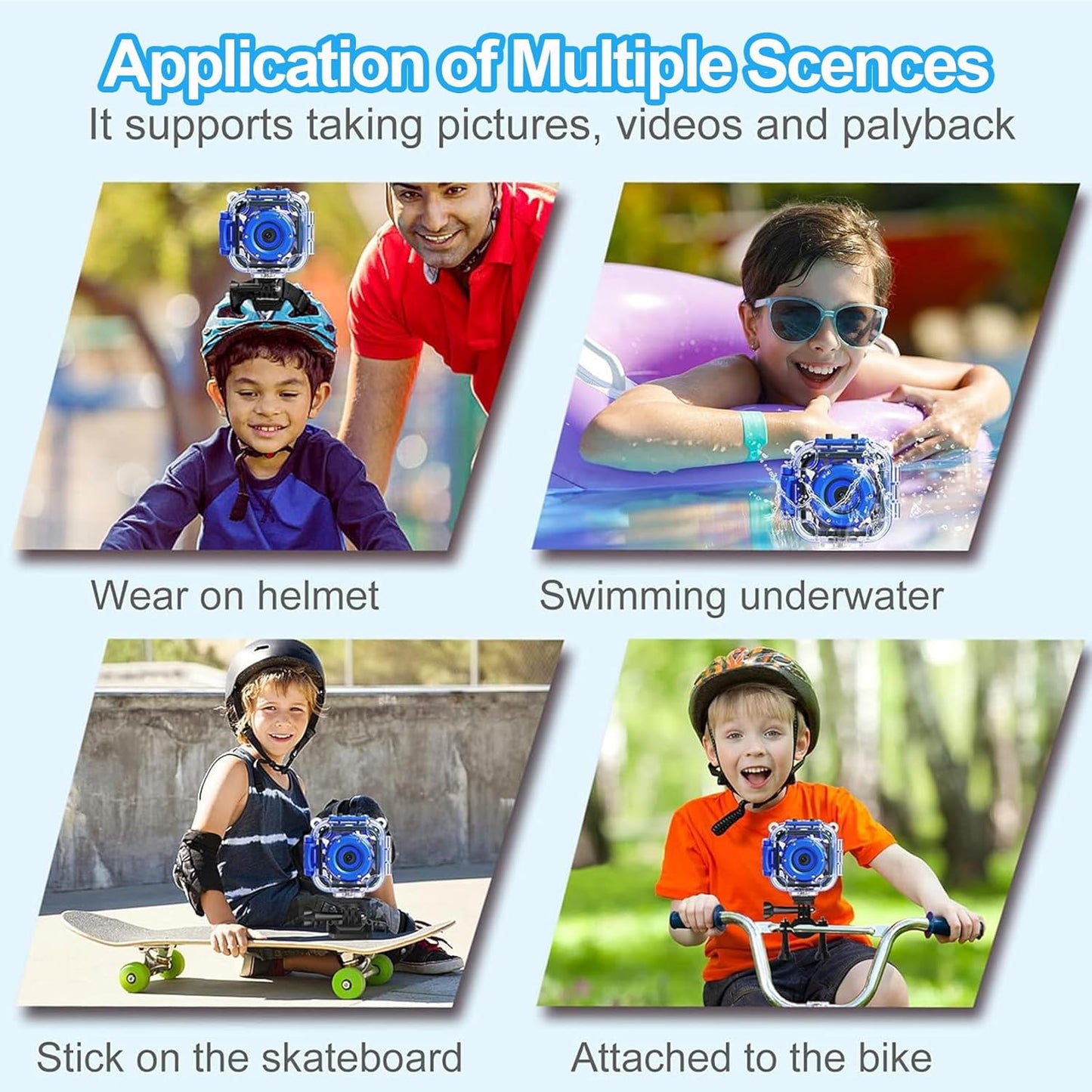 PROGRACE Kids Waterproof Camera for Kids Action Video Digital Camera 1080 HD Toy Cameras for Boys Birthday Christmas New Year Gifts, Blue