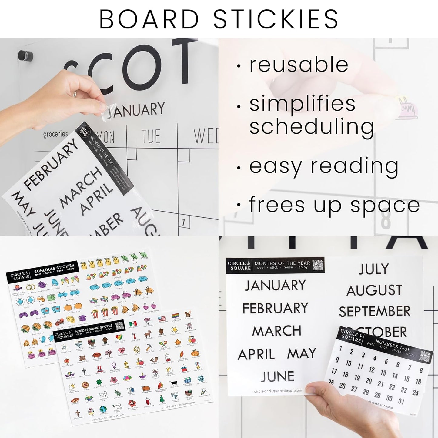 Personalized Clear Acrylic Calendar for Wall, Calendar Whiteboard for Wall, Dry Erase Wall Calendar, Wall Calendar Organizer System for Home (Block, Blush, 31"W x 23"H)