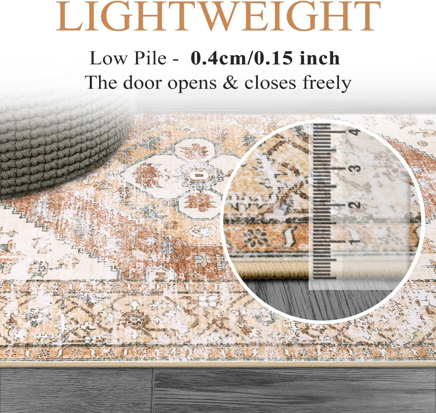 Lahome Rug for Living Room Machine Washable Area Rug 6x9 Boho Non Slip Bedroom Carpet Throw Ultra Thin Carpet for Dining Room, Farmhouse Neutral Print Soft Indoor Mat for Office Home (Taupe, 6'x9')