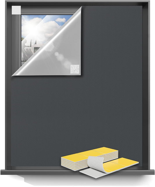 Sumobaby Blackout Curtains 114"x57" Portable No Drill Blinds for Windows with Heat-Resistant Magic Tapes,100% Black Out Window Cover,Window Shades Easy to Cut Fit for Bedroom,Dorm Room,Nursery(Gray)