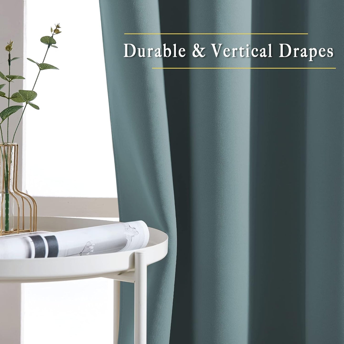 NICETOWN Blackout Curtains Panels for Bedroom - Thermal Insulated Solid Ring Top Blackout Window Curtain Panels for Flat/Apartment, Greyish Blue, 2 Panels, 52 x 72 Inch