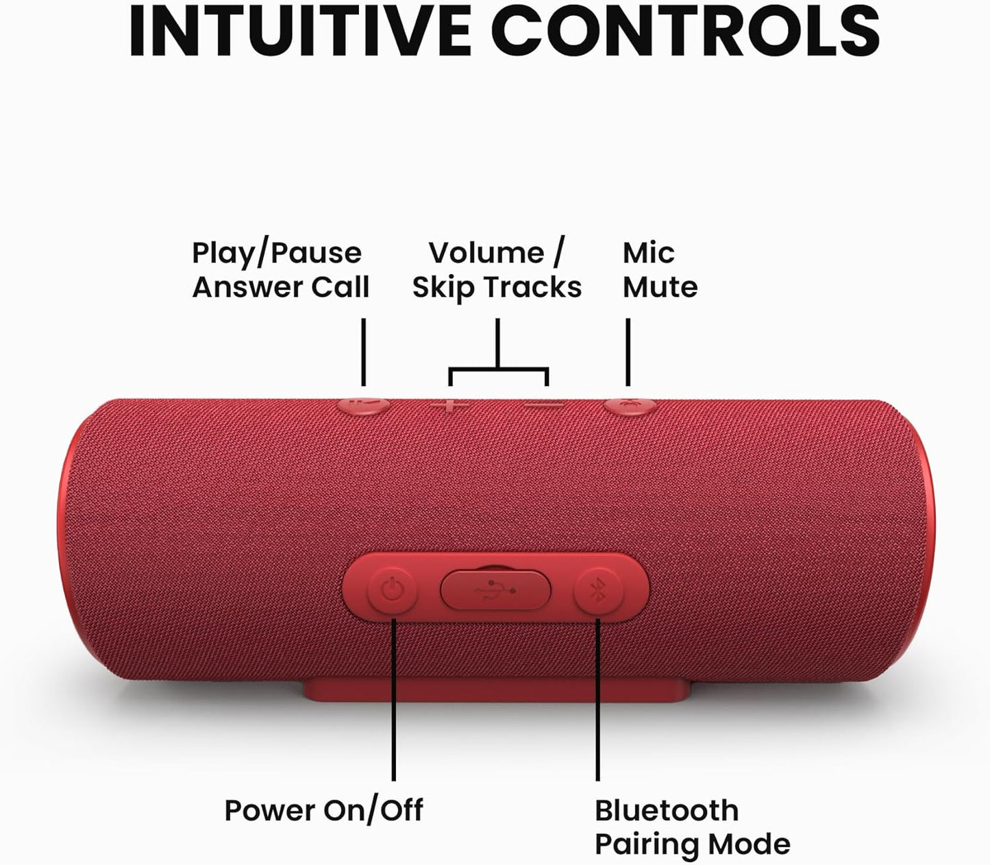 Cleer Scene Portable Bluetooth Speaker,IPX7 Waterproof,Powerful Sound and Deep Bass,Built-in Echo and Noise Canceling Microphone,12 Hours Battery,for Office,Home,Outdoors and Travel-Red