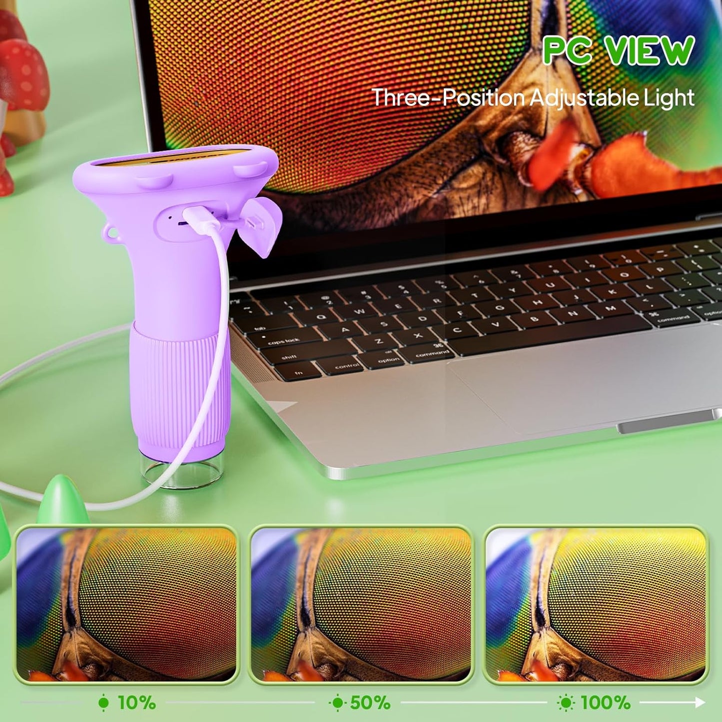 Microscope for Kids 200x Zoom 2-Inch HD Kids Microscope Camera - STEM Learning Kit | Portable Science Tool | Perfect for Ages 3-12 Girls | Purple