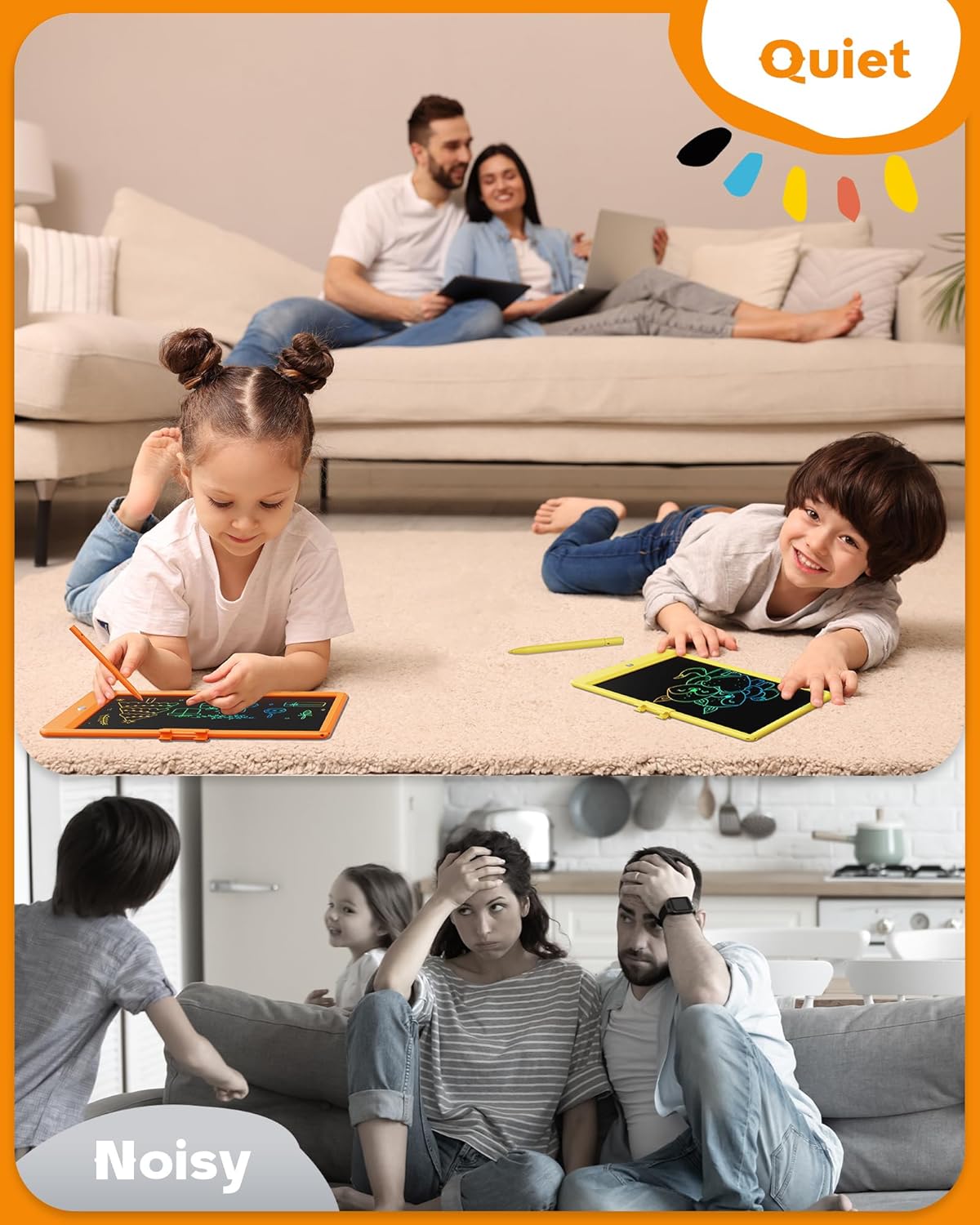 Bravokids LCD Writing Tablet for 3-8 Year Old Girls and Boys - 10 Inch Electronic Doodle Board Drawing Pad, Educational Birthday Gift for Kids and Toddlers (Yellow)