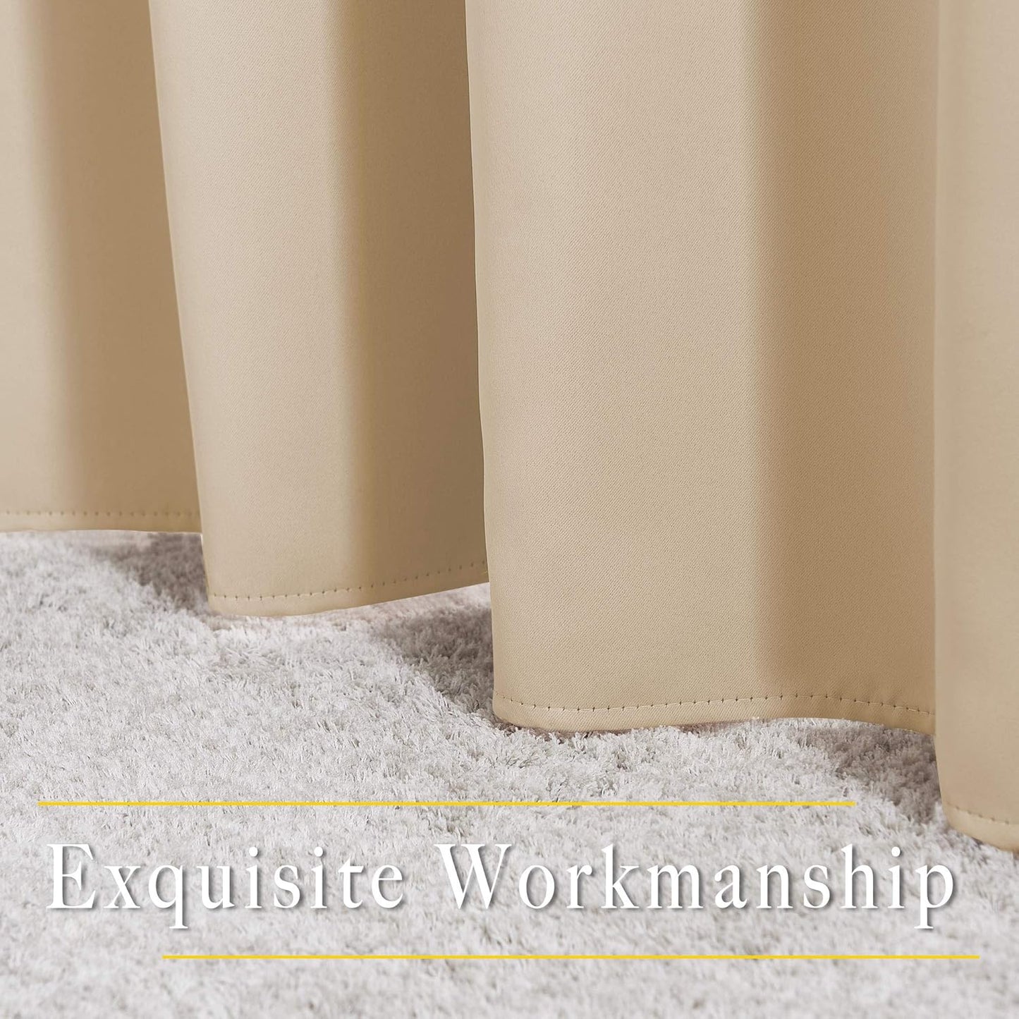 NICETOWN Beige Room Darkening Curtains Blackout 30 inch Curtains for Kitchen, Grommet Solid Window Treatments Sound Reducing for Bedroom, 2 Panels, W37 x L30, 2 Panels