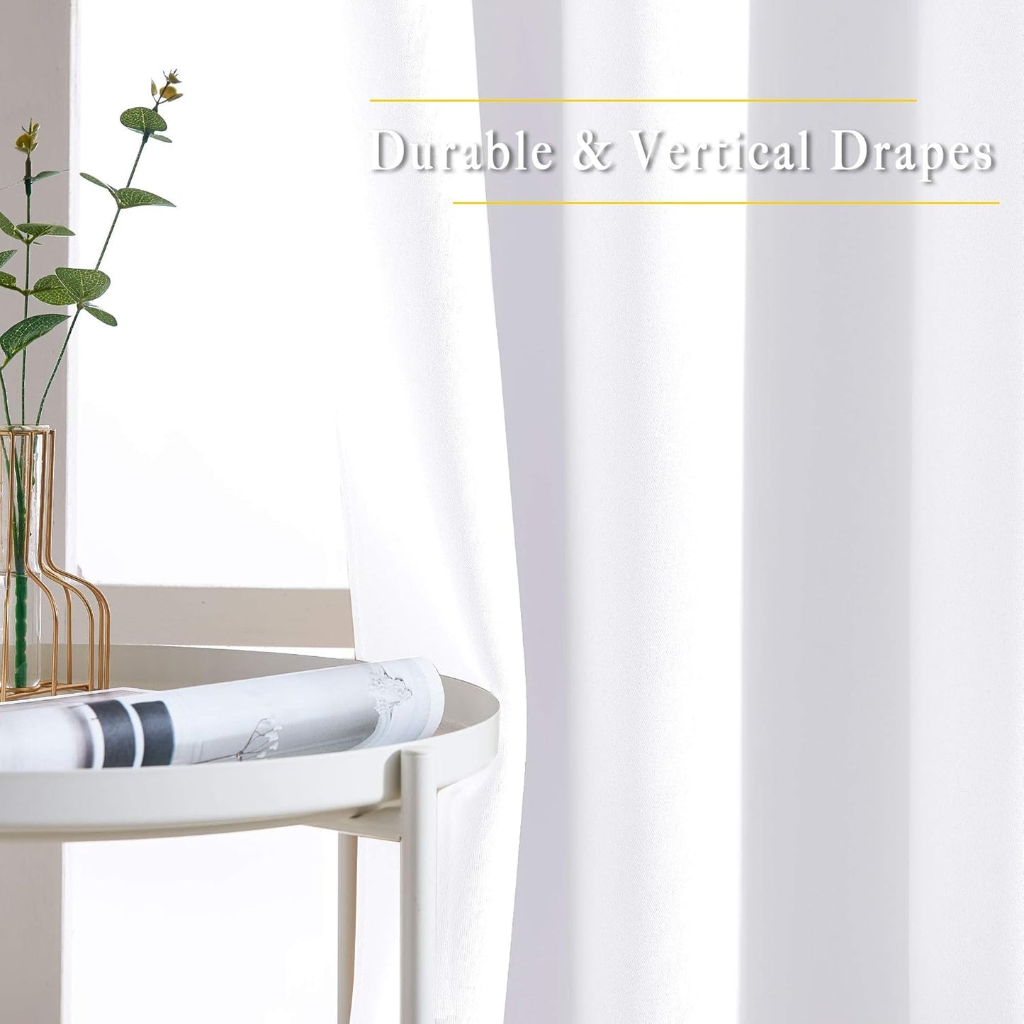 NICETOWN White Room Darkening Draperies and Curtains - Home Fashion Energy Saving Grommet Top Room Darkening Drape Panels for Bedroom (Set of 2, 66 by 90 Inch, White)