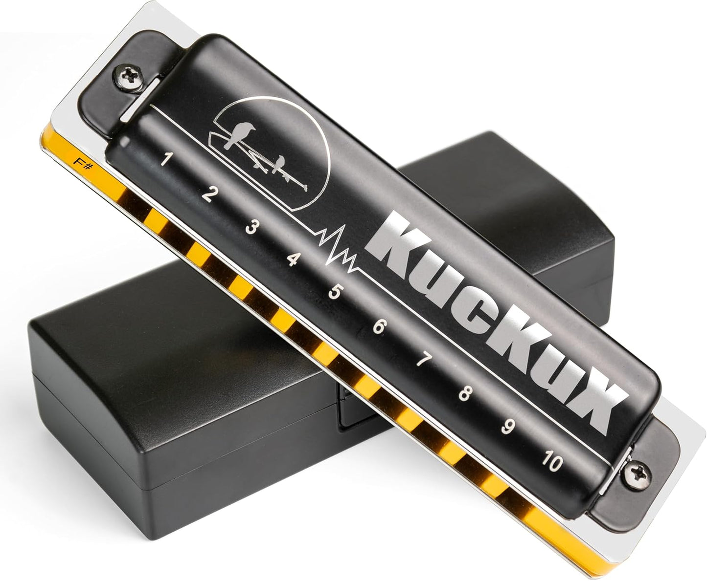 Diatonic Harmonica of F sharp Key,Blues Mouth Organ 10 Hole 20 Tones, Reed of Phosphor Bronze, ABS Combo, Easy-Clean Cover,10 Hole Blues Harp for Adult, Beginner