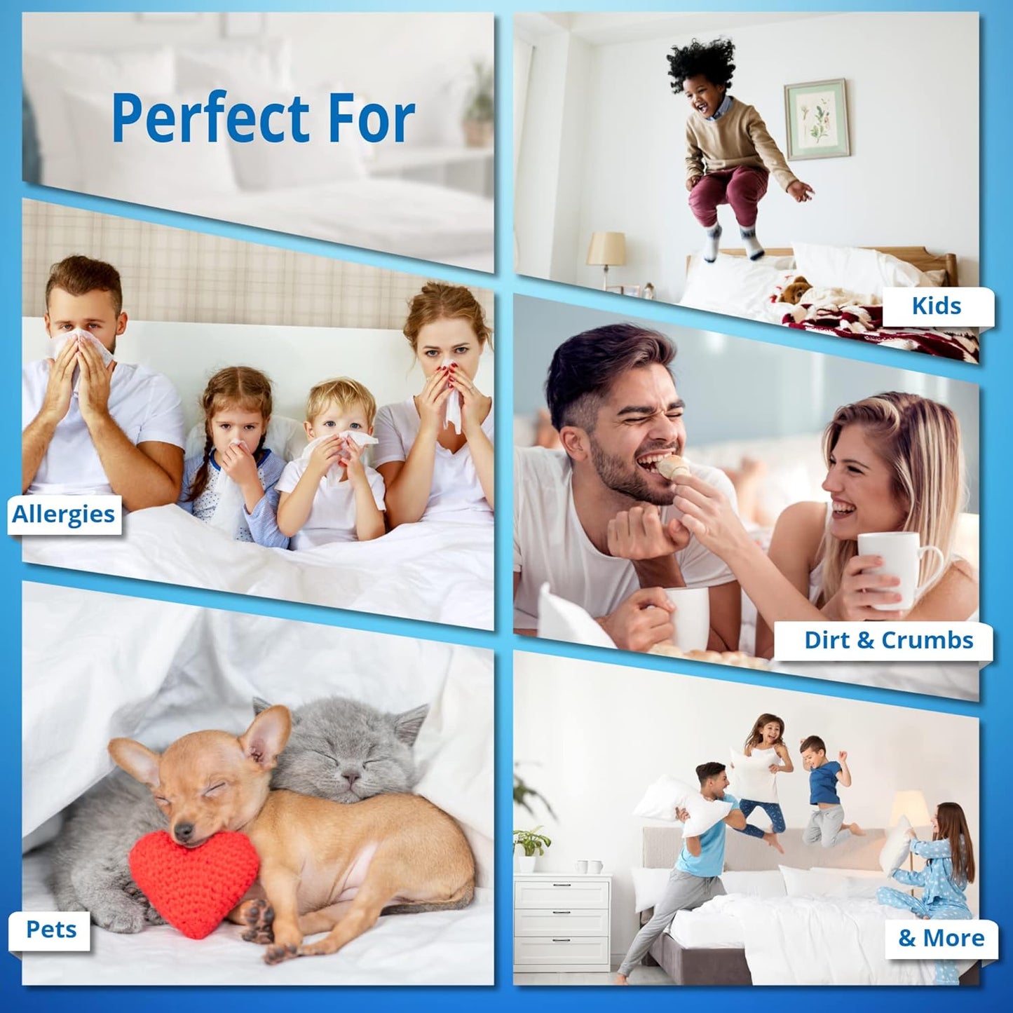 National Allergy Superior 100% Cotton Queen Mattress Protector Zippered - 60" x 80" x 15" - Hypoallergenic Bed Encasement - Breathable Dust Proof Cover - AAFA & Oeko-TEX Standard 100 Certified
