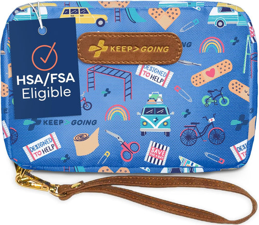 KeepGoing Travel First Aid Kit for Kids – 130 Pc. for Car, Home, Purse, Diaper Bag & Backpack with Latex-Free Bandages - Mini First Aid Kit Travel Size TSA-Approved
