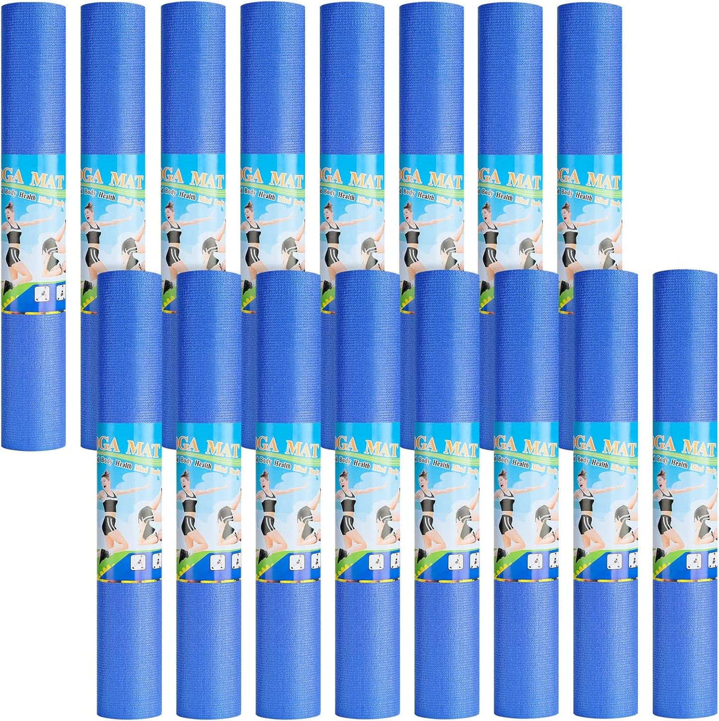 Funtery 16 Pack 3 mm Thick Yoga Mat Exercise Workout Mat Non Slip Fitness Pad for Women Gym Home Yoga Pilates