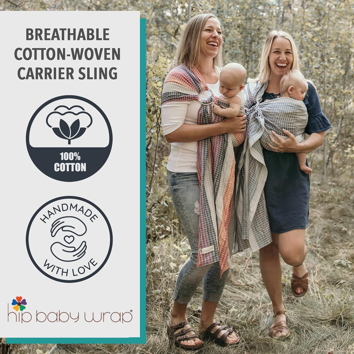 Hip Baby Wrap Ring Sling Baby Carrier for Infants and Toddlers - Beautiful, 100% Soft Cotton Baby Wraps Carrier for Babies 8-35 lbs - Perfect Baby Shower Gifts Moms and Dads - Nursing Cover (Autumn)