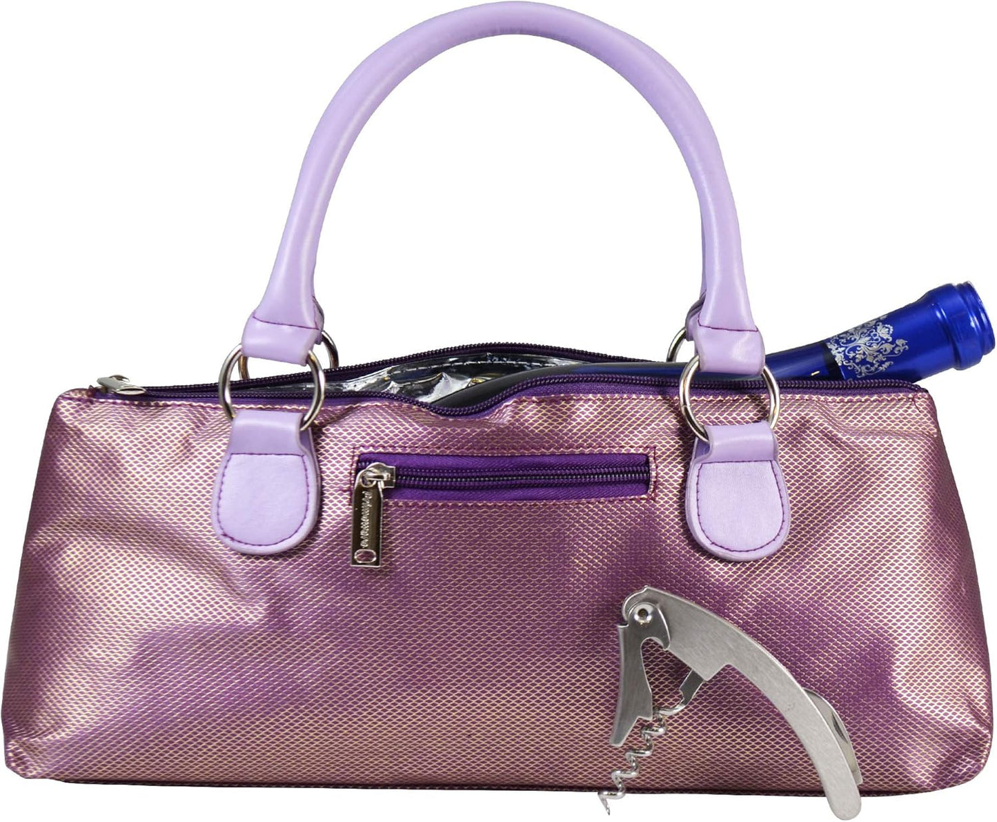 Wine Clutch Bag (Thermal Insulated) Trendy Women’s Carry Tote | Holds Red & White 750mL Bottles | Trendy Fashion | Incl. Portable Waiter-Style Corkscrew
