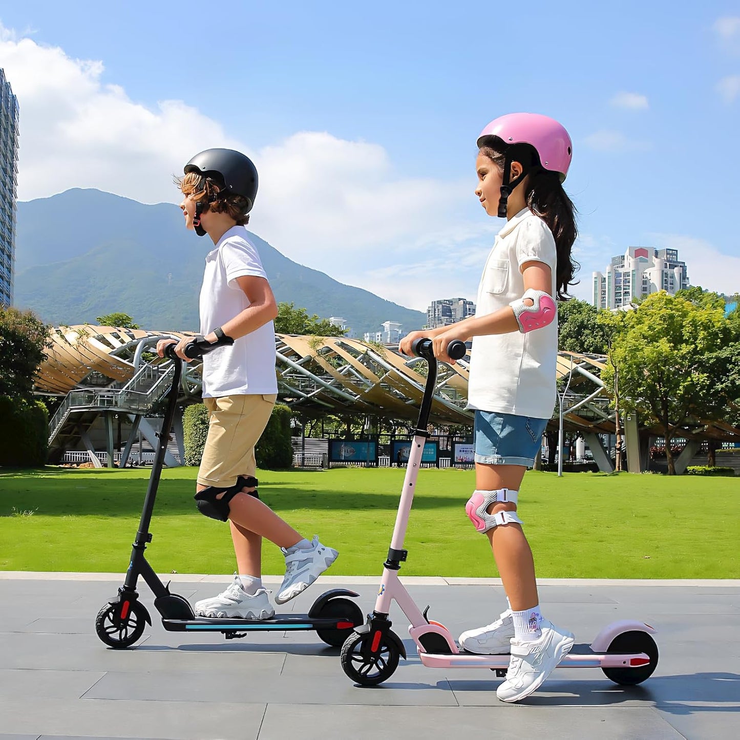 Caroma Electric Scooter for Kids Ages 6-12,150W/180WMotor,10 MPH Max Speed & 7 Miles,Colorful Lights,Adjustable Height & Speed,LED Display,Foldable Kids Electric Scooter 132 Lbs Max Load,Idea Gift