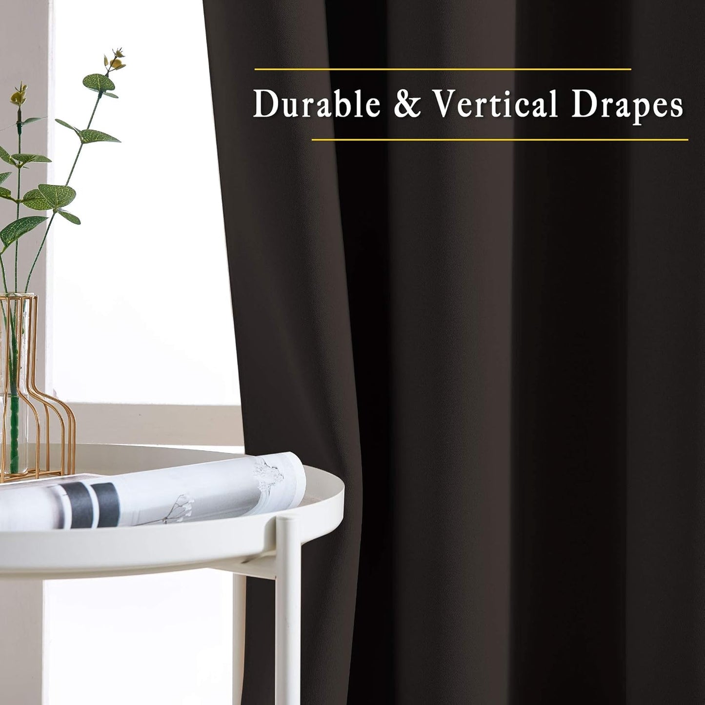 NICETOWN Blackout Toffee Brown Curtains & Drapes 90 inches Long - Grommet Thermal Insulated Blackout Drapes Light Blinds Room Darkening Window Treatments for Bedroom (2 Panels, W52 x L90)